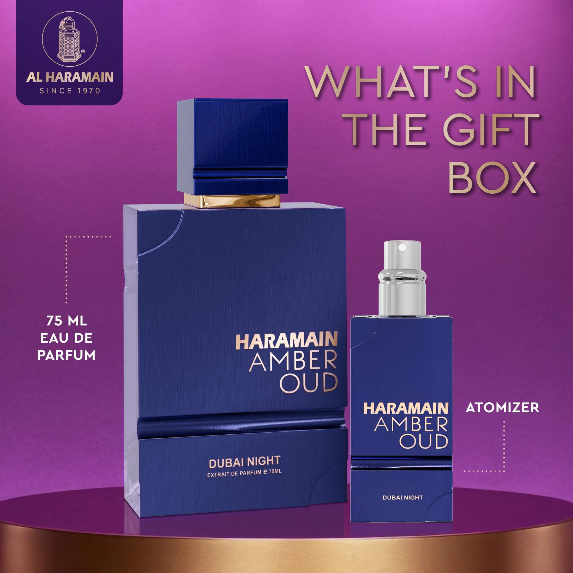 Amazon.com : Al Haramain Amber Oud Eau de Parfum 75ml + ATOMIZER