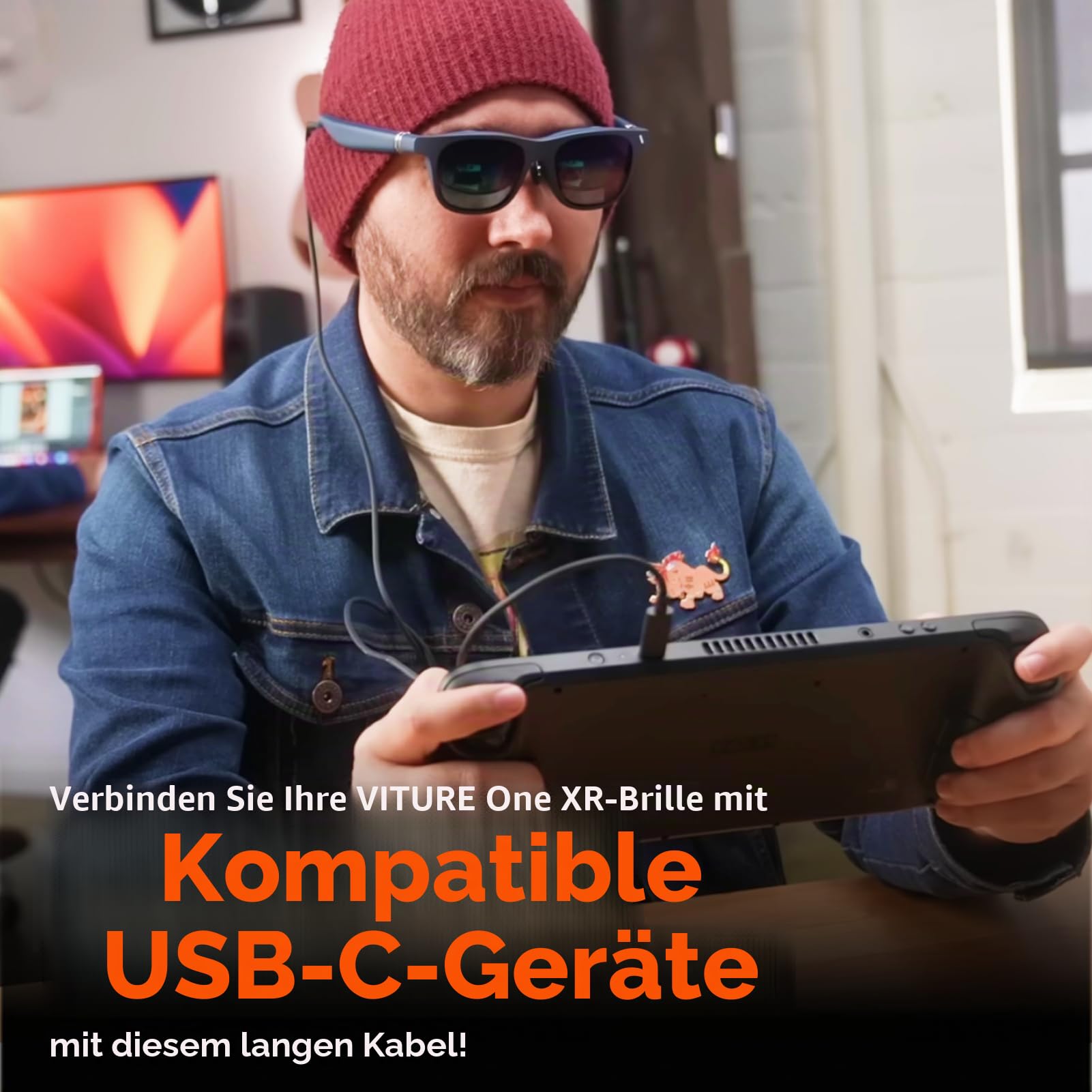 VITURE 120 cm USB-C zu magnetischem Verbindungskabel, 47 Zoll, verbindet XR-Brillen, kompatibel mit USB-C-Geräten