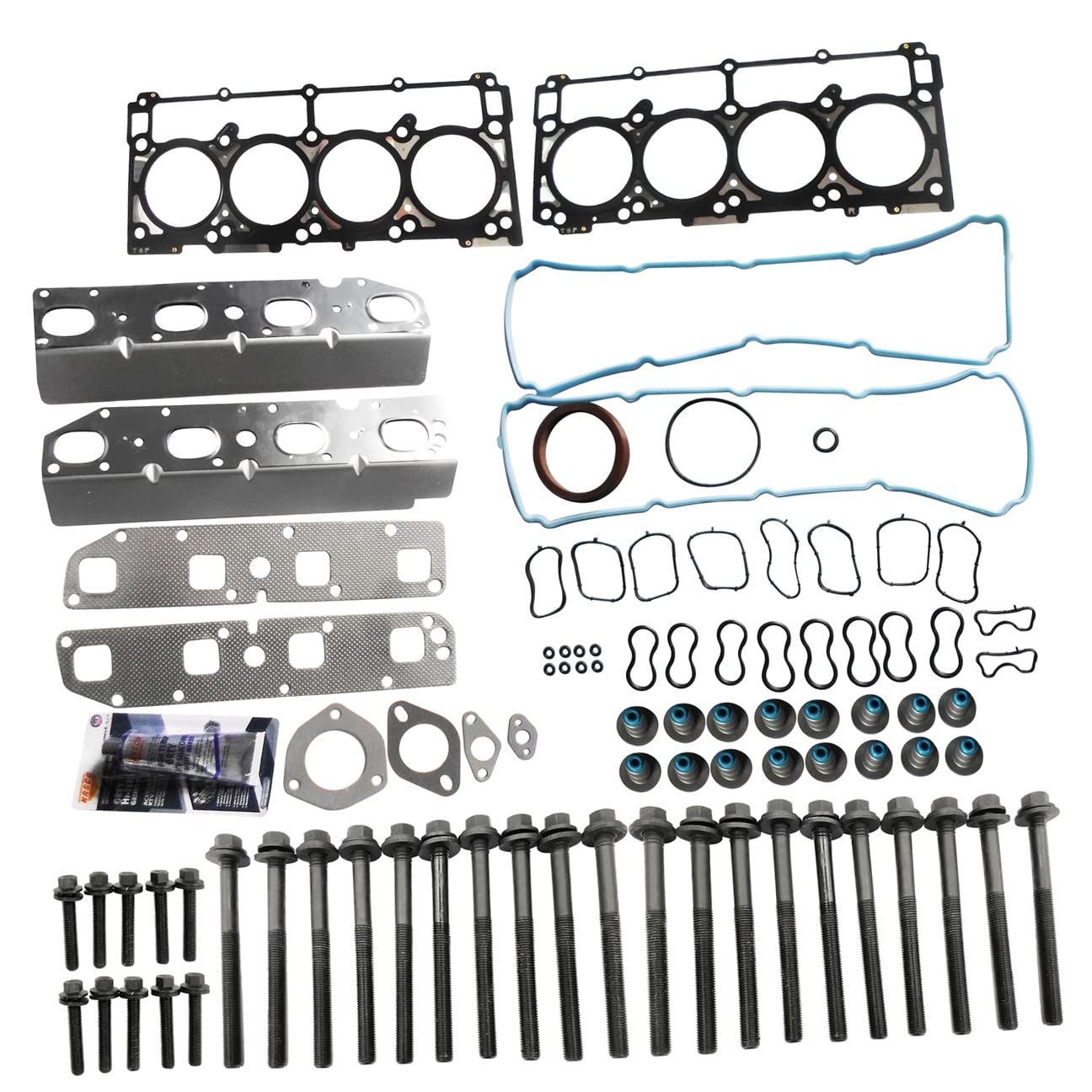 Partsflow Head Gasket Set+Bolts For Chrysler 300 For Chrysler Aspen For Dodge Challenger For Dodge Durango For Dodge Ram For Jeep Grand Cherokee For Jeep Commander For Ram 5.7L V8 16V VIN"T""H"