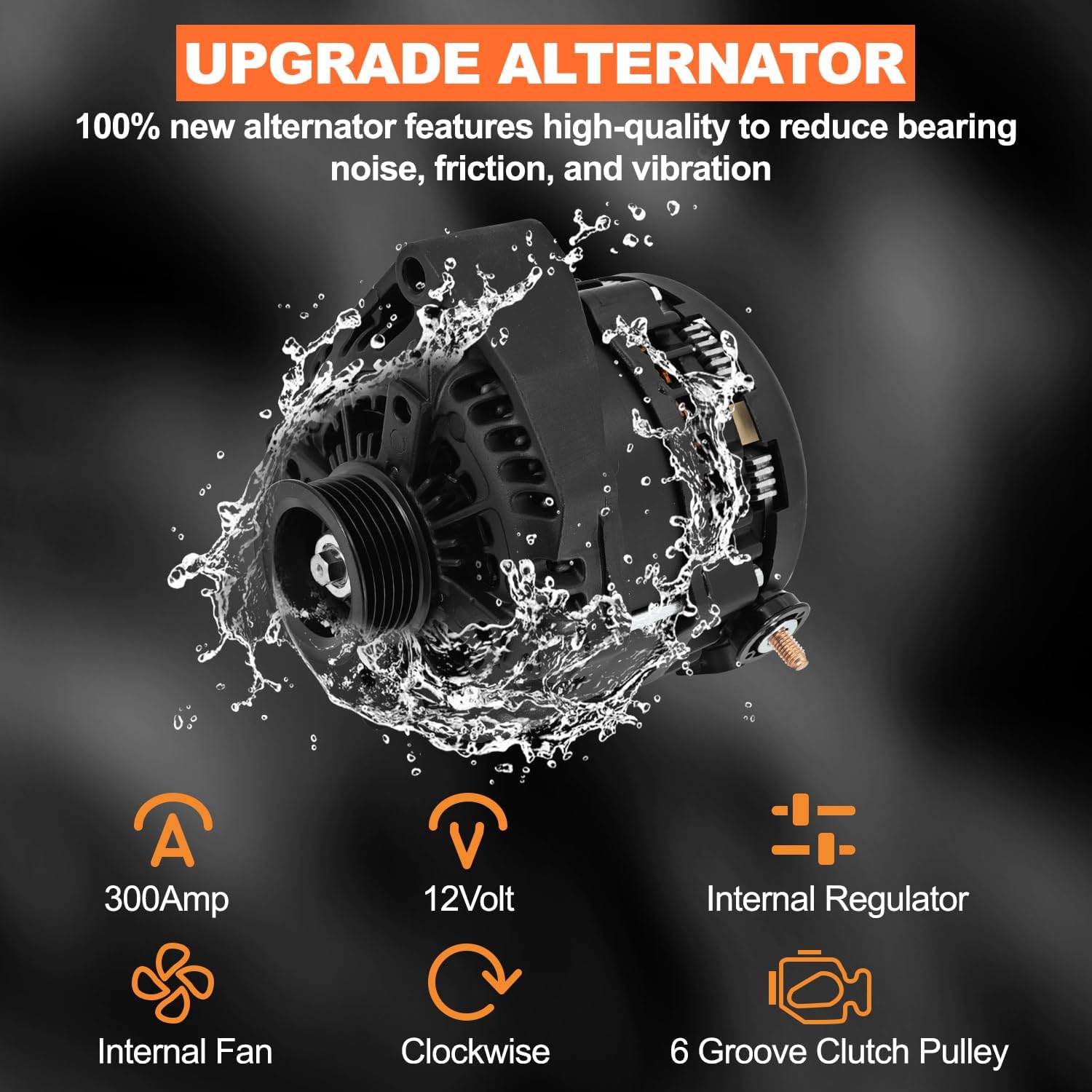 High Output 300AMP Alternator Compatible with Cadillac Escalade Compatible with Chevy Suburban Tahoe Rainier Ascender Hummer H2 Saab 9-7X 2000-2006, Replace# 15768830