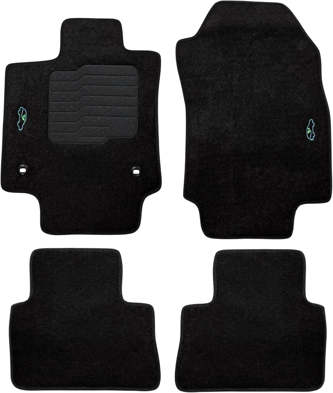 ecoMats Carpet Floor Mats Compatible with 2019 to 2025 Toyota Rav4, Custom Fit, Black with Safety Locks and Driver Heel Pad, Rav-4