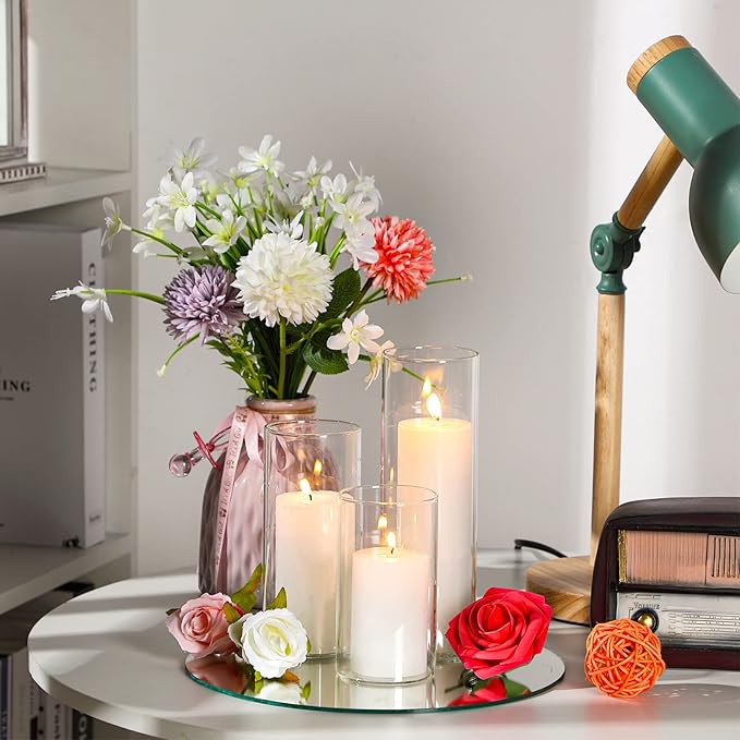 Didaey Glass Cylinder Vases Clear Glass Flowers Vase Decorative Floating Candles Holders Table Centerpieces for Wedding Party, Event, Home Office Decor (24 Pieces,2.5 x 5 inch, 2.5 x 6 inch, 2.5 x 8 inch)