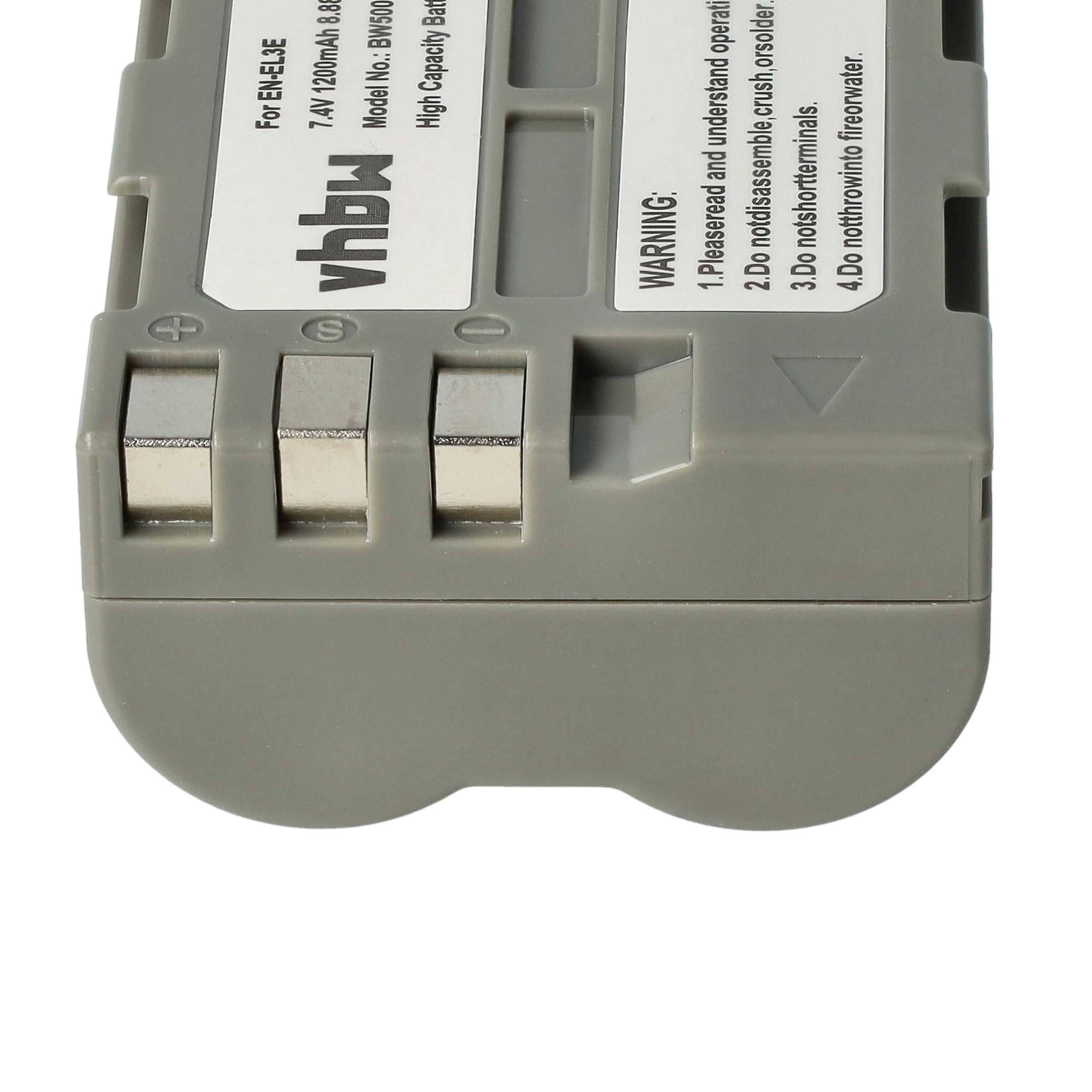 Vhbw Batteria Compatibile Nikon EN-EL3e | 1200mAh 7,2V Li-Ion | Per D300, D200, D700, D90