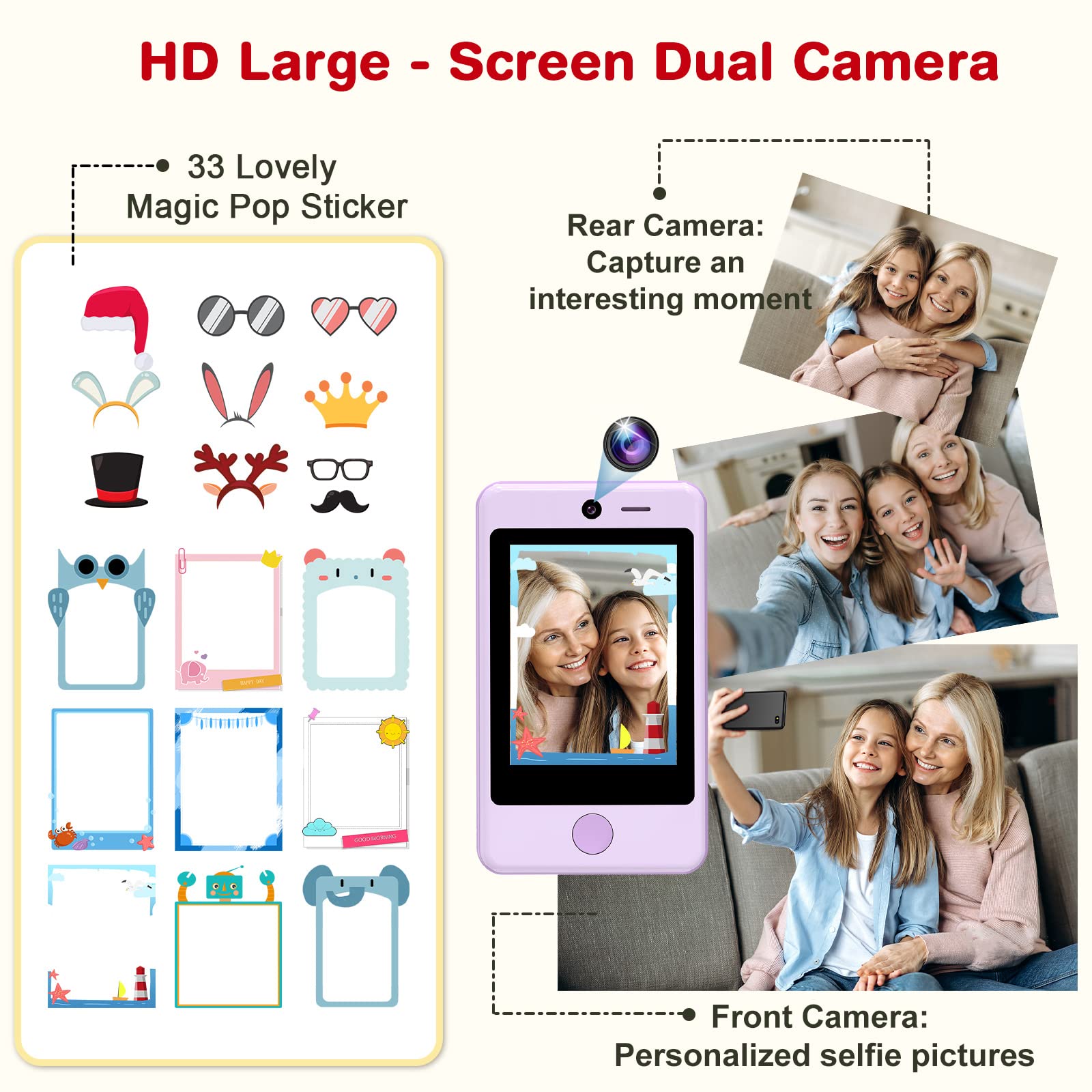 PTHTECHUS Telephone Portable pour Enfant, Smartphone pour Enfant Jouets ELECTRONIQUES EDUCATIFS 02