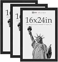 Vista 25 de VCK Juego de 3 portarretratos de 8 x 10 pulgadas, color roble beige, marco de fotos de madera maciza natural, exhibición de mesa o colgar en la pared