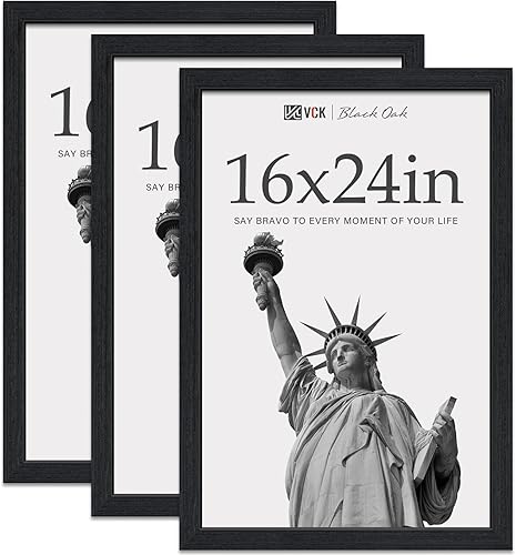 Miniatura 25 de VCK Juego de 3 portarretratos de 8 x 10 pulgadas, color roble beige, marco de fotos de madera maciza natural, exhibición de mesa o colgar en la pared