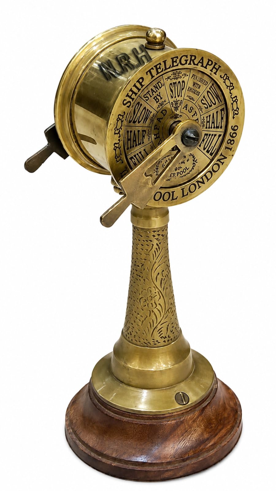 Titanic Ship Brass Telegraph on Wooden Base Ship/Boat Speed Controller Mini Vintage Replica Model