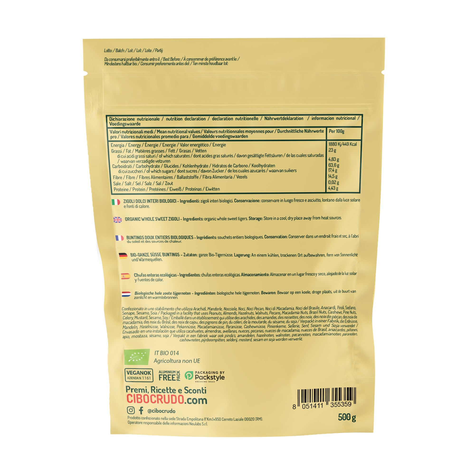Chufas Secas a Granel Ecologica sin Cascara - 500g. Chufa También Conocido como Tiger Nut o Cyperus Esculentus. Contiene Carbohidratos Fibra Proteínas Vitaminas y Minerales. Para Horchata de Chufa.