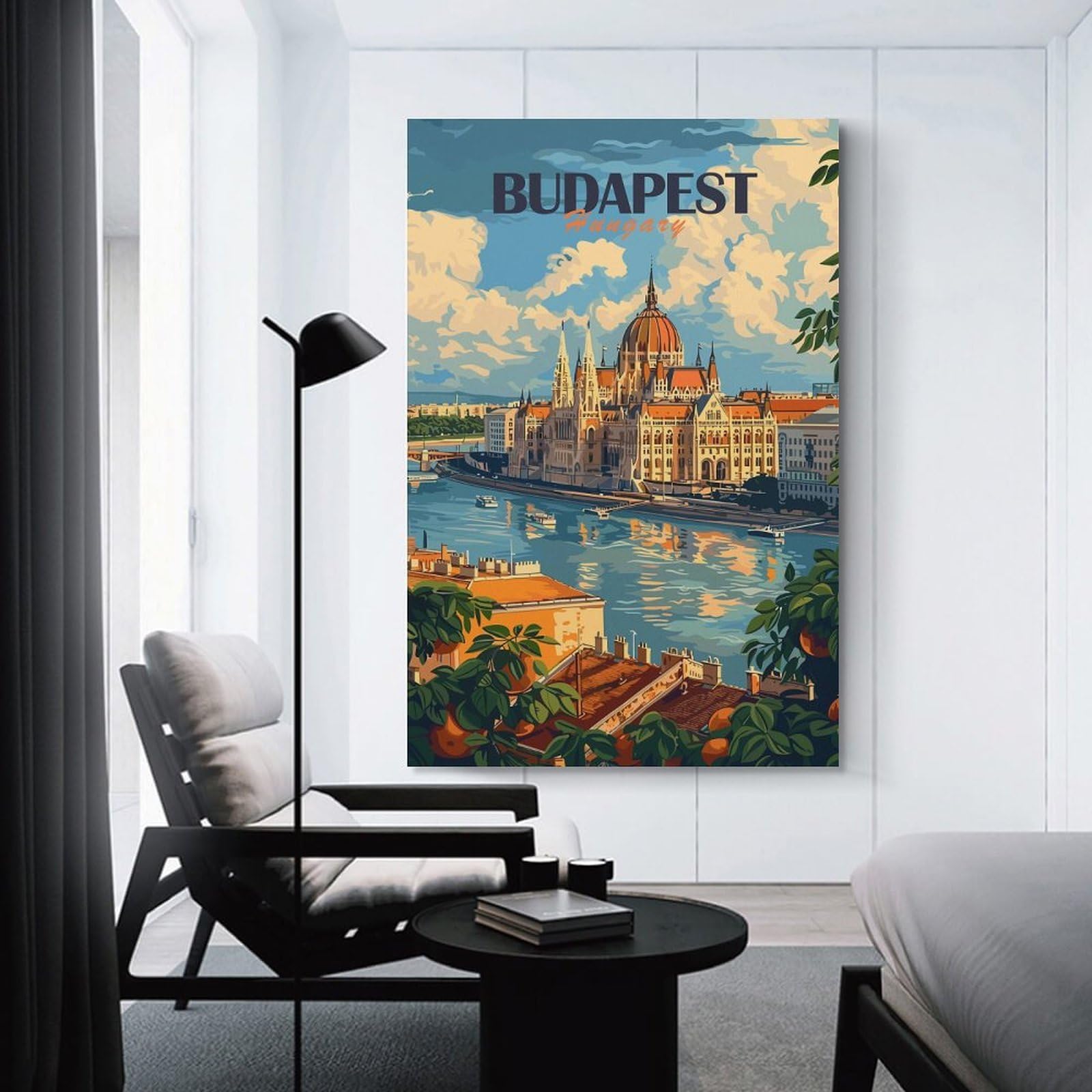 Junmoney Canvas Wall Decor Budapest Travel, 16x24inch(40x60cm), for Gallery Wall Layouts in Home Or Office, Home Wall Art for Statement Displays