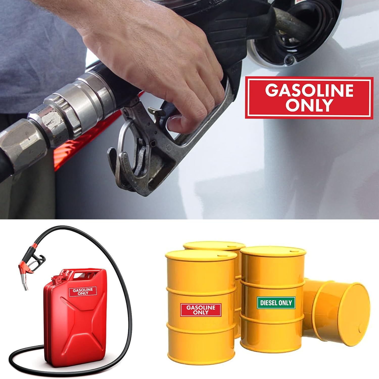 4 Pcs Mixed Fuel Only Stickers for Oil Tank Can Truck Tractor Gas Cap Weatherproof Adhesive Decals - Image 3