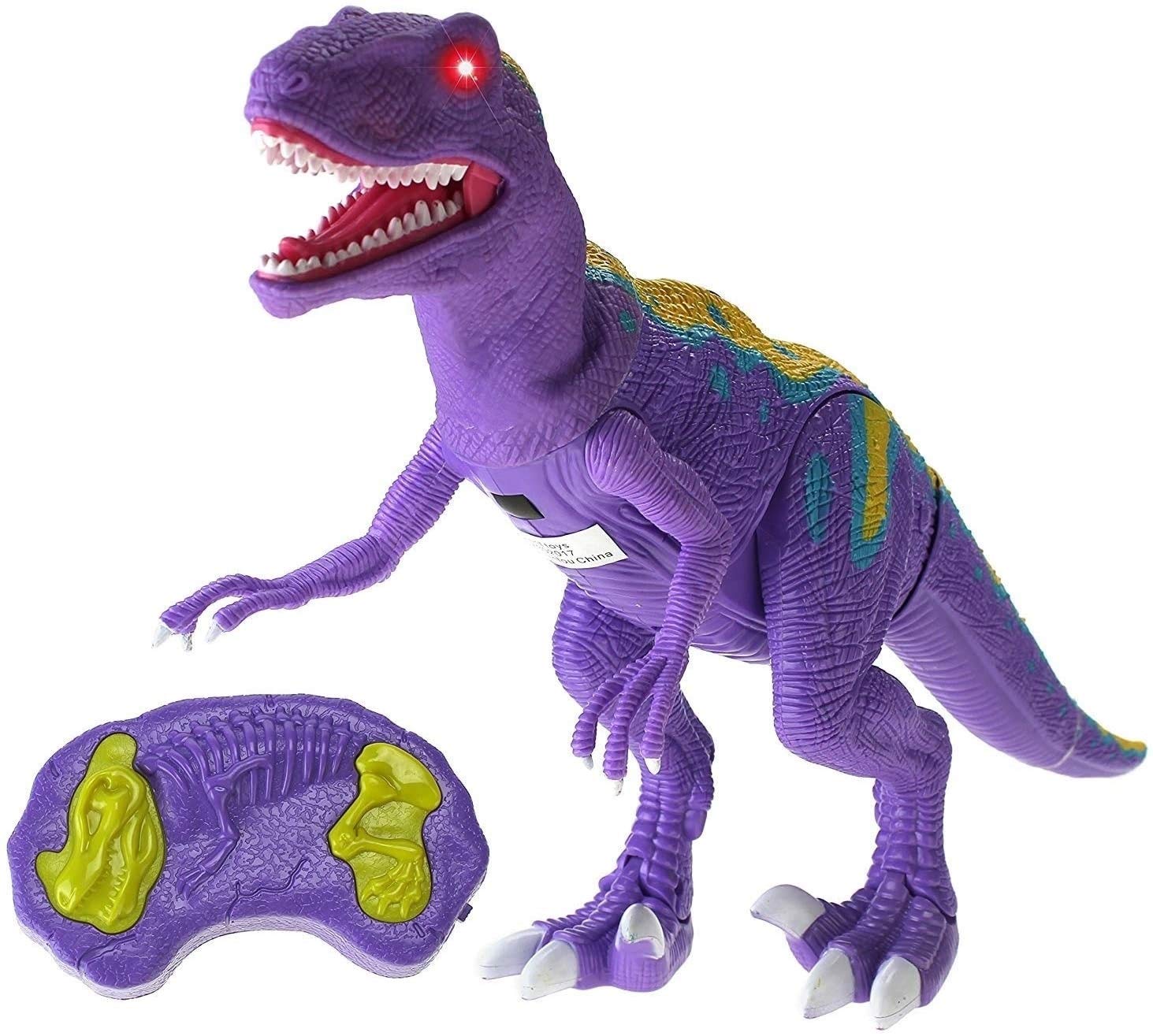 Walking Series Dinosaur World Raptor Remote Controlled RC Battery Operated Toy Velociraptor Figure With/Shaking Head, Walking Movement, Light Up Eyes & Sounds