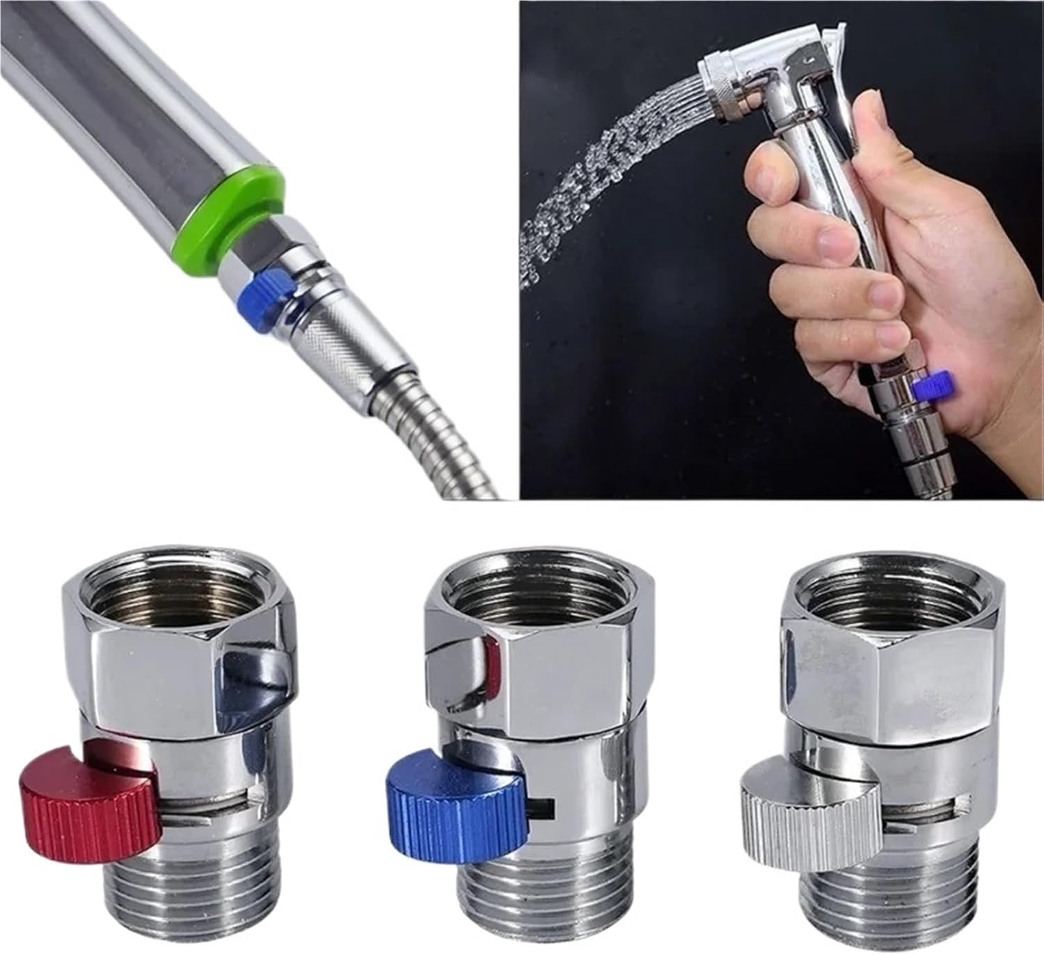 Brass Junction Water Flow Control Valve Straight through Shu Bath Water Tap Accessory(Blue)