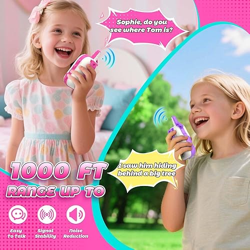 Miniatura 3 de Walkie Talkies recargables de juguetes para niñas juguetes de unicornio, walkie talkies para niños, paquete de 2 regalos de Navidad y cumpleaños