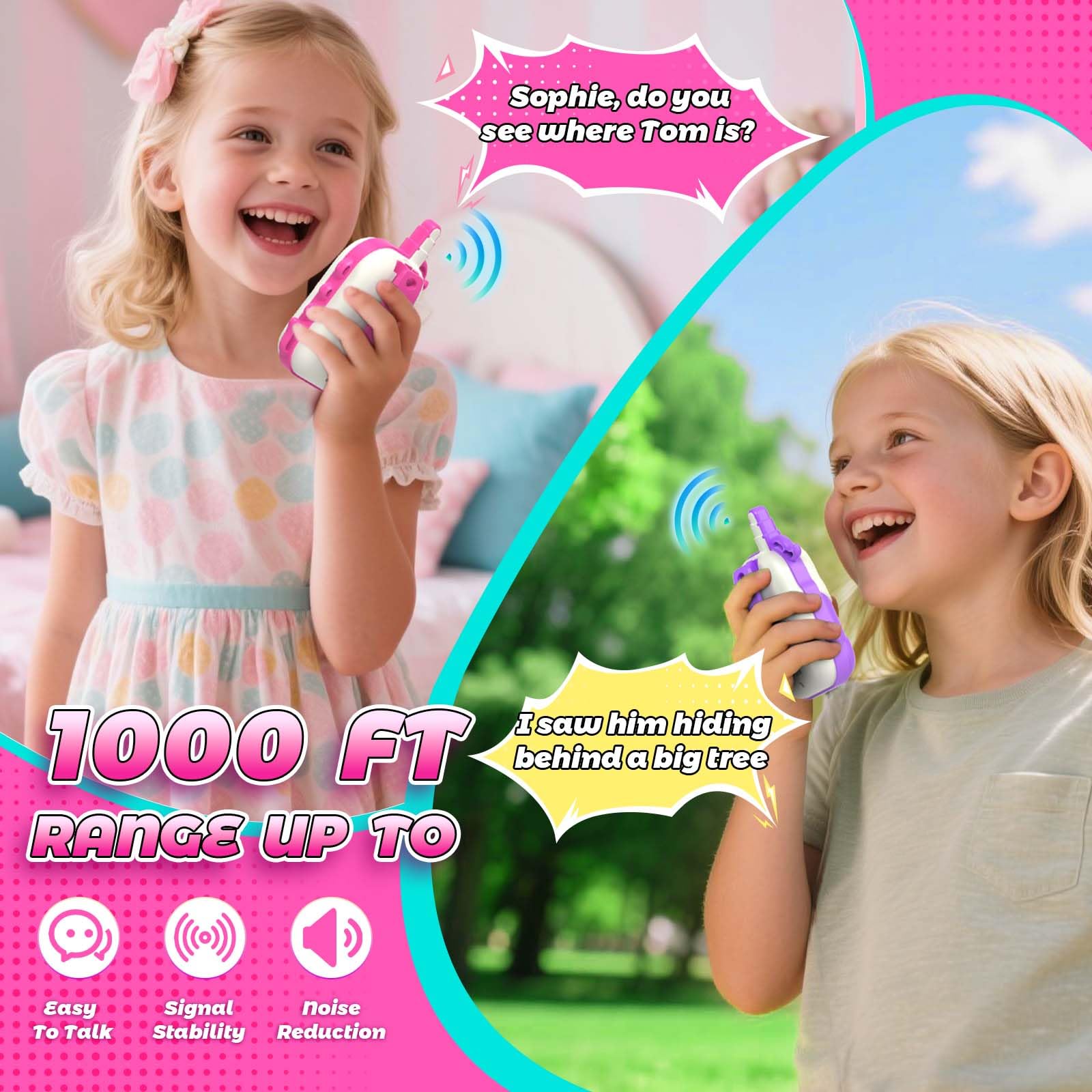 Walkie-Talkie Bambini Ricaricabili, Giocattoli Bambina 3 4 5 6 7 8 Anni Unicorno Walkie Talkie Regalo Bimba 3-8 Anni GiochiBambino Bambina 3-8 Anni Regalo Regali di Compleanno per Ragazzi Ragazze