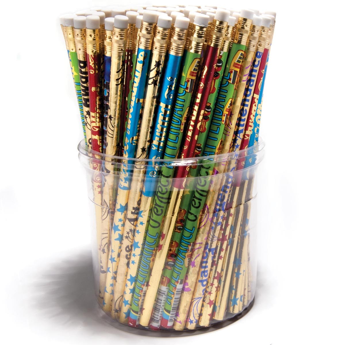 TCDesignerProductsAnderson's Attendance Pencil Tub, Fun & Colorful Pencils, Perfect for School Supplies, Classroom Rewards, Creative Writing, Party Favors, and Motivational Gifts, Set of 144