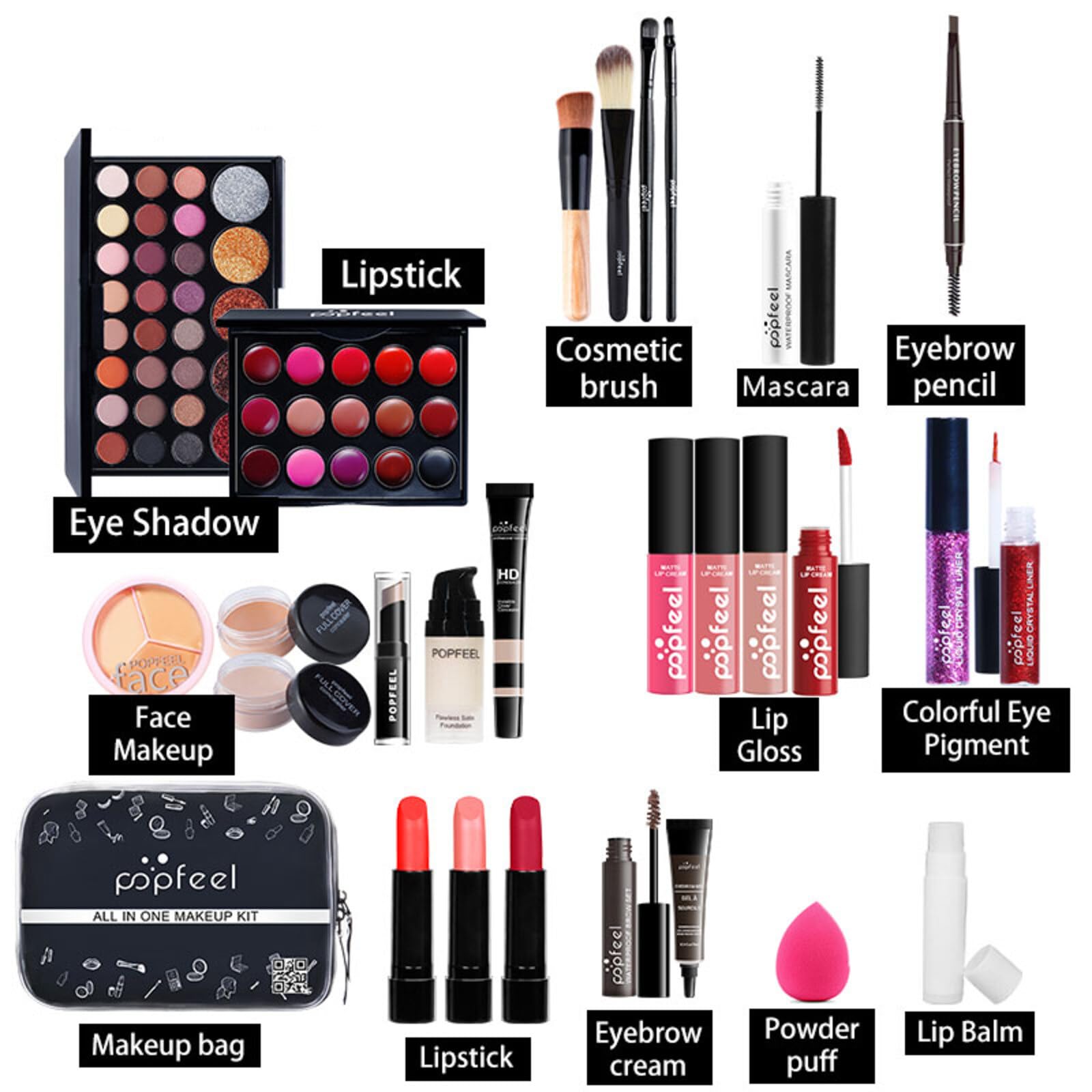 Kit per Trucco Completo, 28 Pezzi Cosmetico Valigetta per Principianti con Ombretti Correttore Rossetto Lucidalabbra Fard ecc - Sorpresa Regalo Trousse di Trucchi, per l'uso quotidiano e viaggio#4