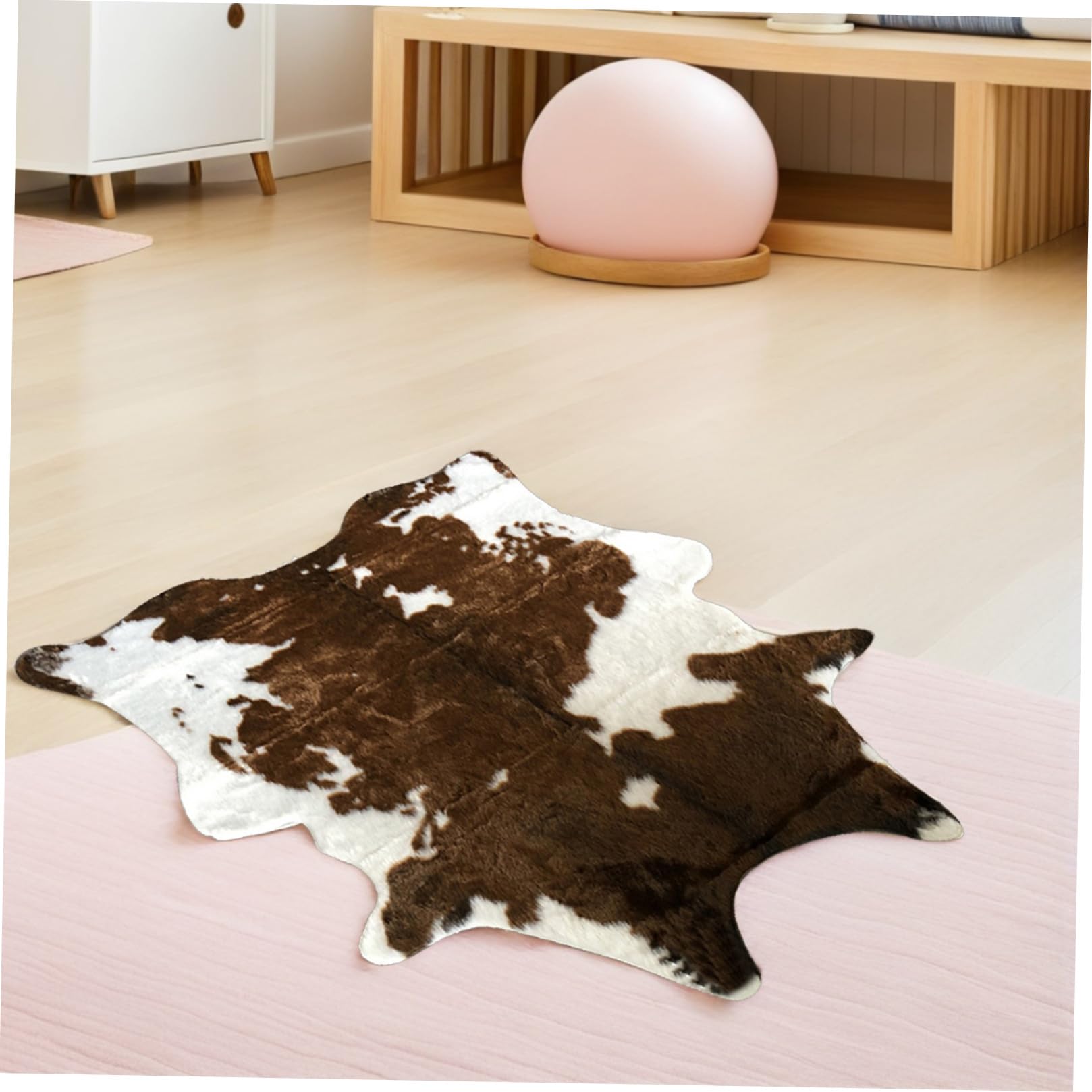 MAGICLULU Tappeto per Camera da Letto Stampa Animale Effetto Mucca Marrone, in Pelle Sintetica, Leggero e Lavabile, per Decorare la Casa e Riscaldare gli Ambienti