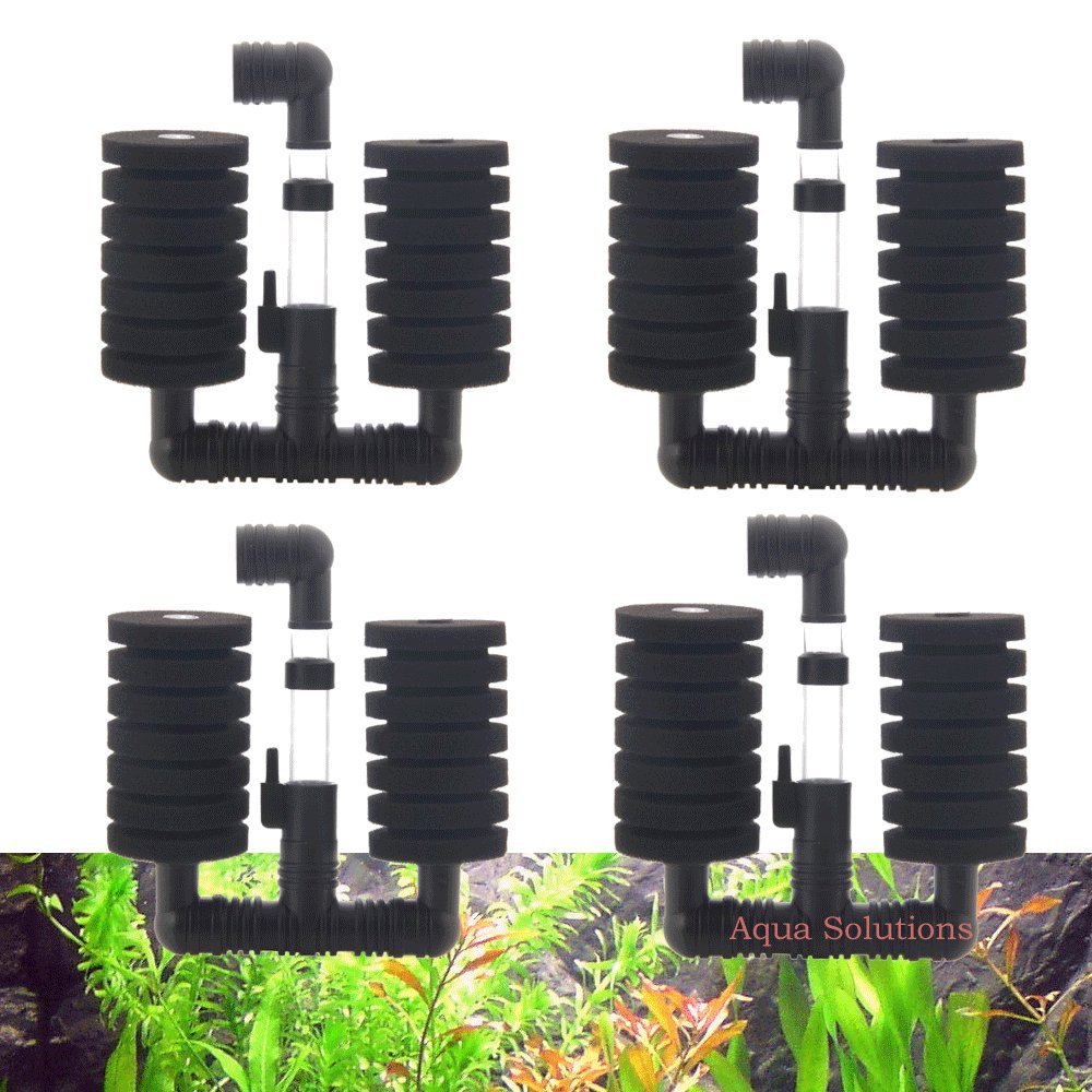 Filtro de Esponja Doble Bio 4X para Tanque de Peces de Acuario Betta Fry de hasta 30 galones (se envía Desde Ca USA) (filtros de Esponja Doble, Paquete de 4)