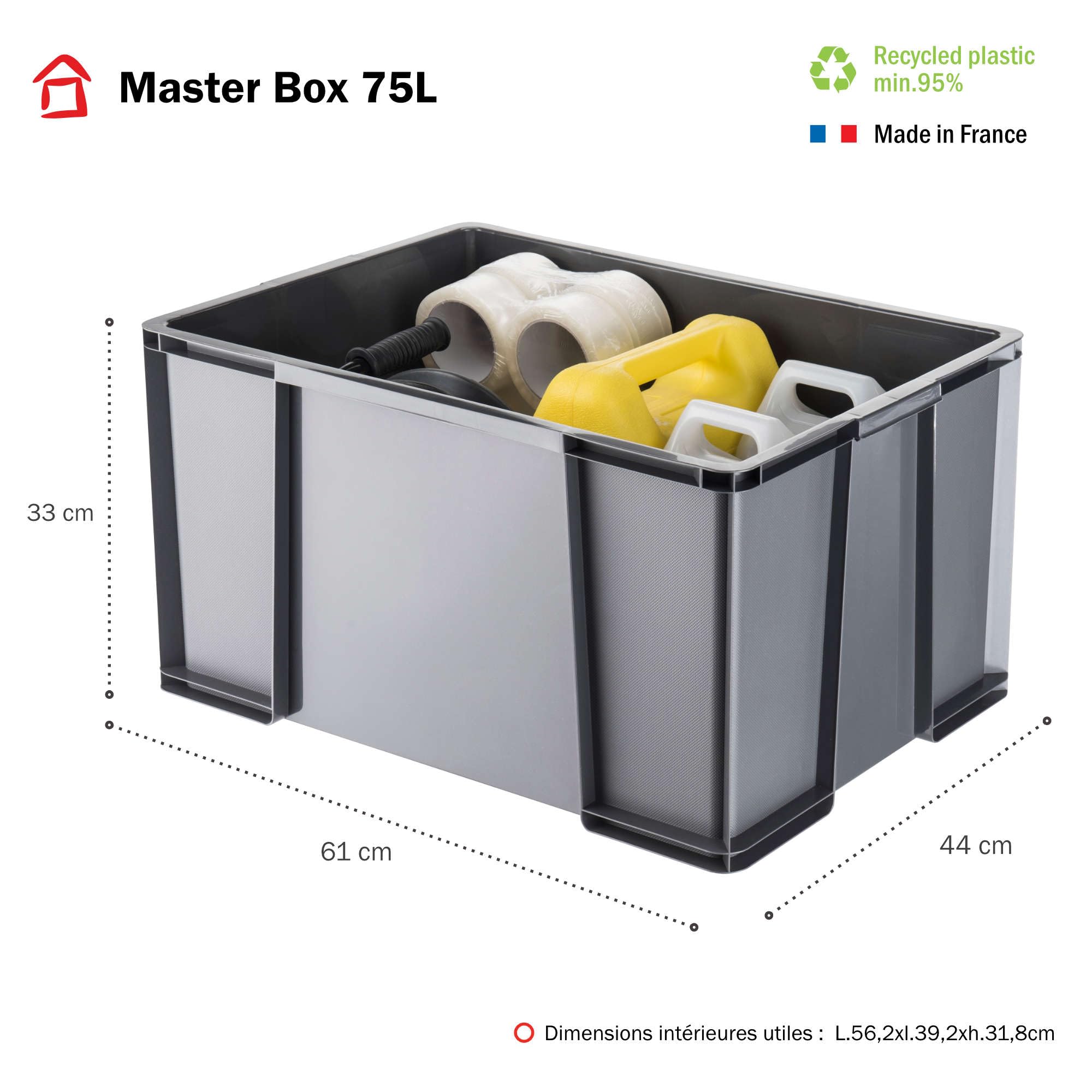 Sundis MASTER BOX, 75L - Modular und stapelbar - Anthrazitgrau, Grau