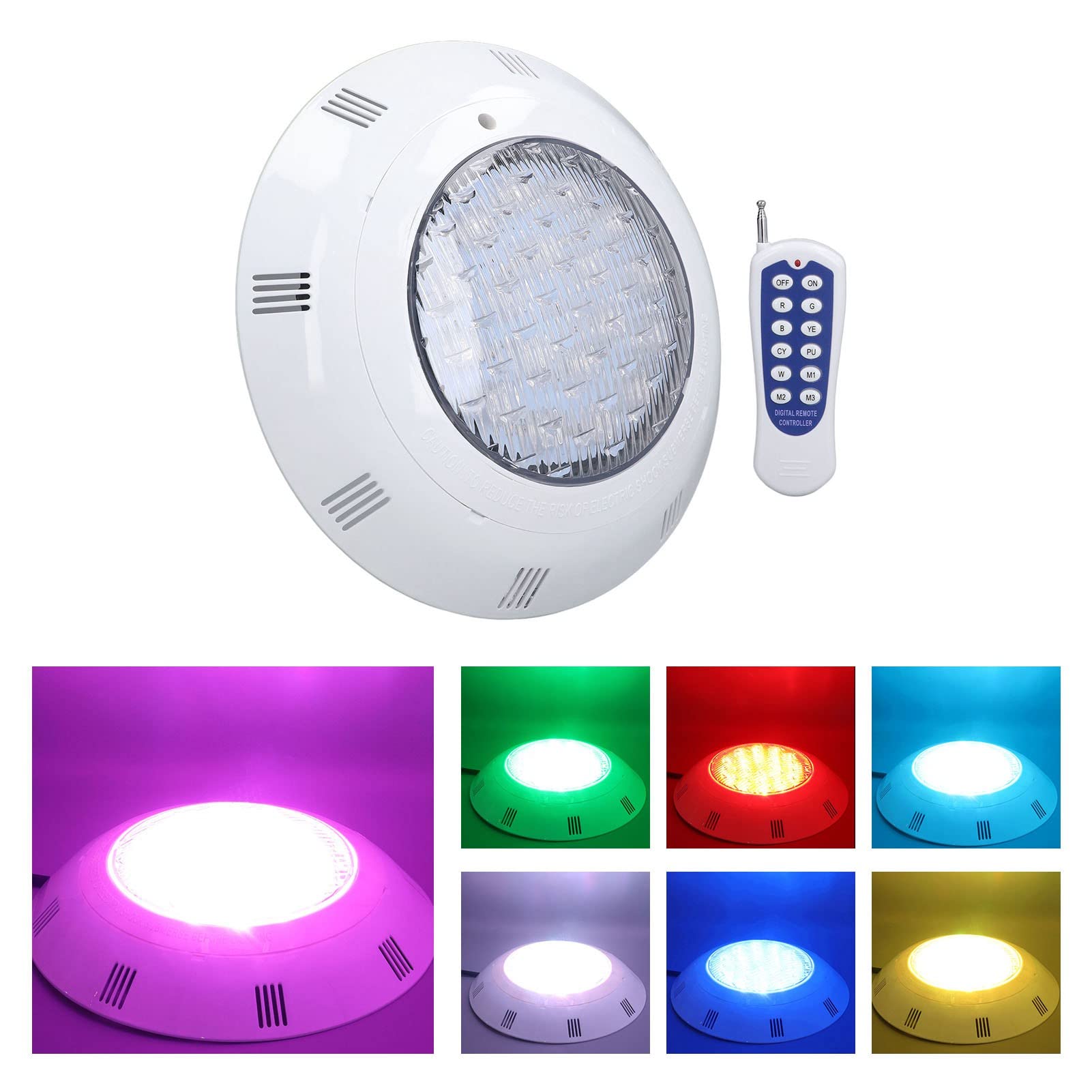 Hyuduo Luce Subacquea per Piscina 54W 18LED RGBW AC12V IP68 con Telecomando per Laghetti Balneabili e Illuminazione Paesaggistica