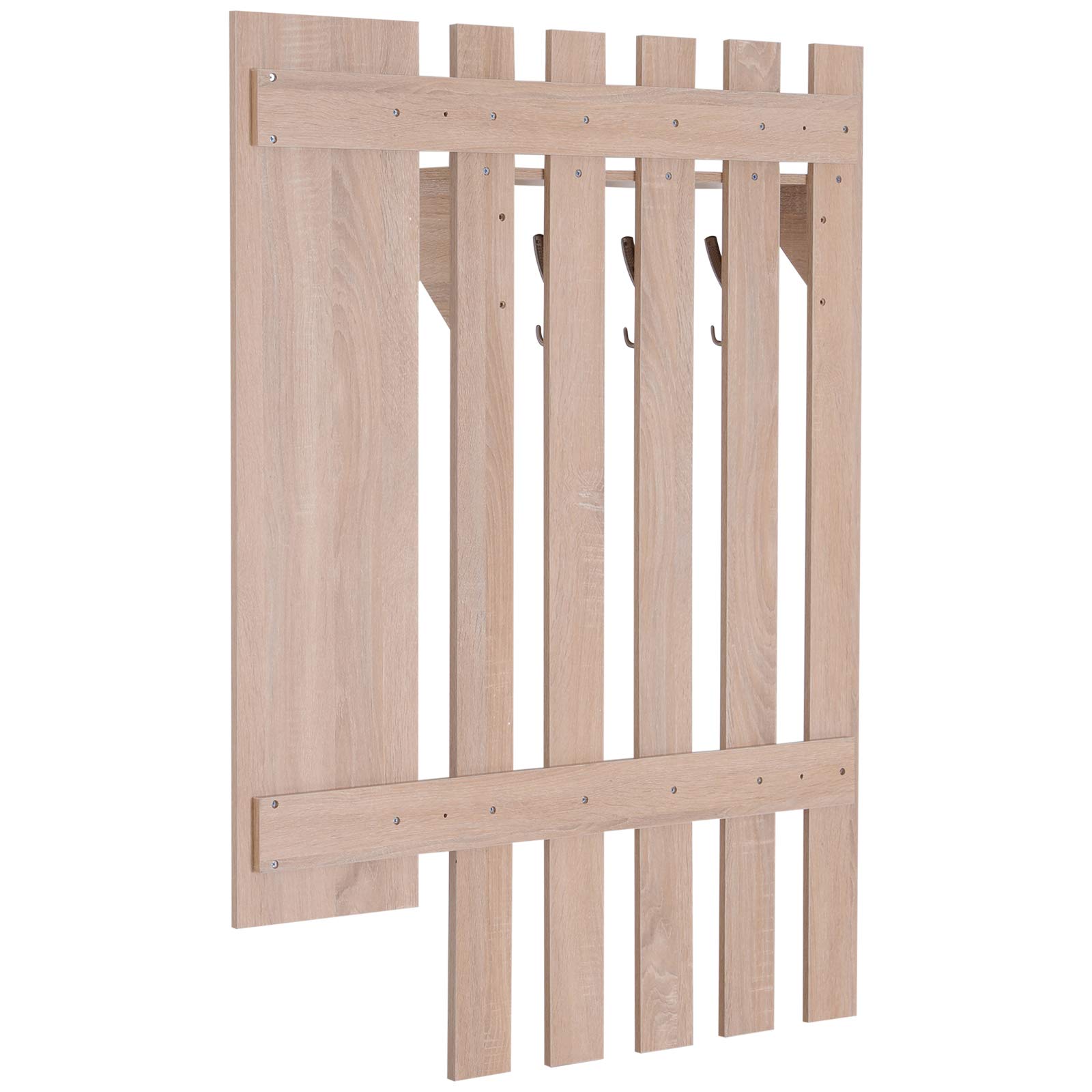 HOMCOM Set Arredo Guardaroba 3 in 1 con Specchio e Scarpiera da Ingresso Pannello Truciolare 90 x 21.5 x 116cm Quercia