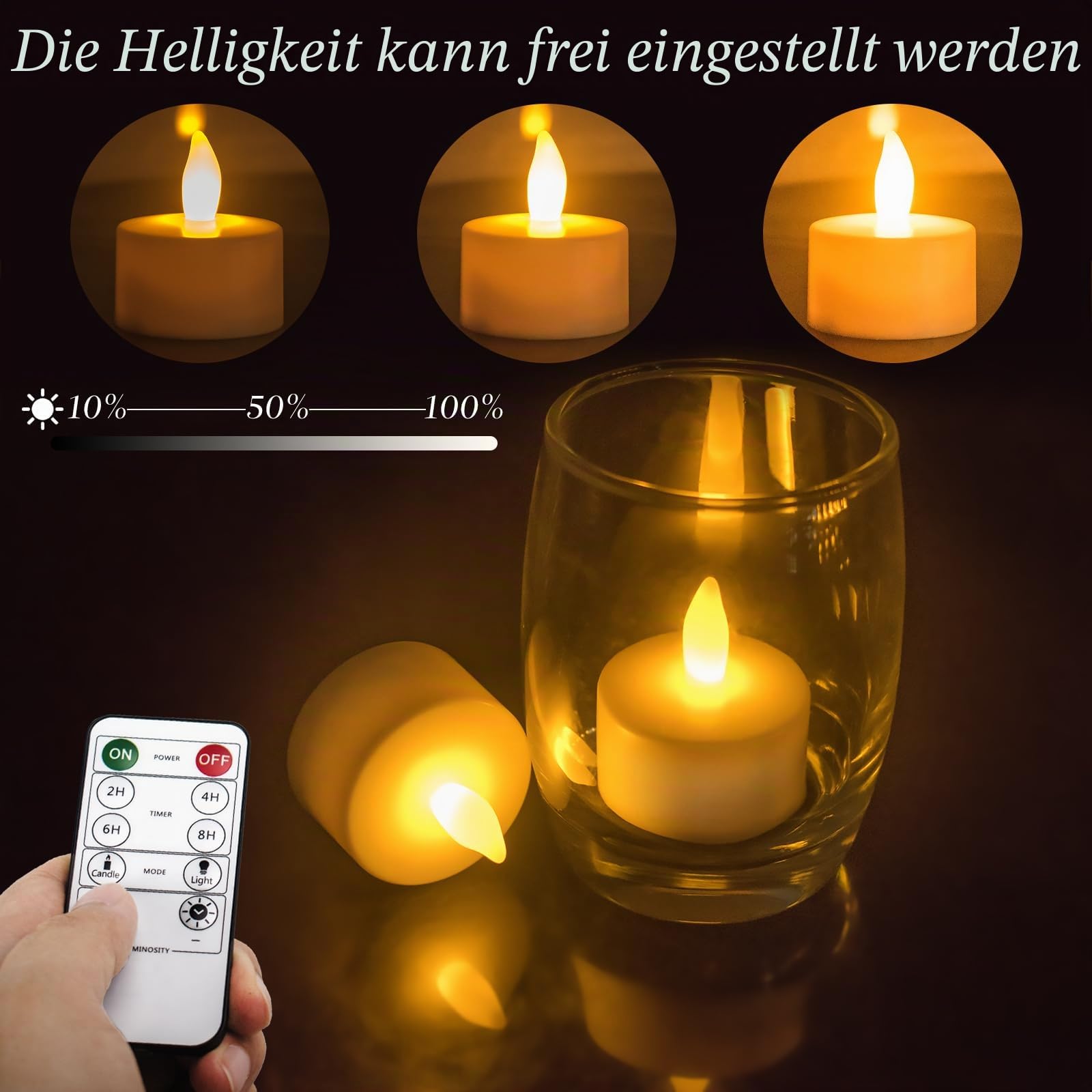 Wiederaufladbare Teelichter mit Fernbedienung, LED-Kerzen, flackernde, flammenlose Teelichter, Kerzen, batteriebetriebene Kerzen für Zuhause, Restaurant, Hotel, Party, Halloween-Dekorationen, 12 Stück