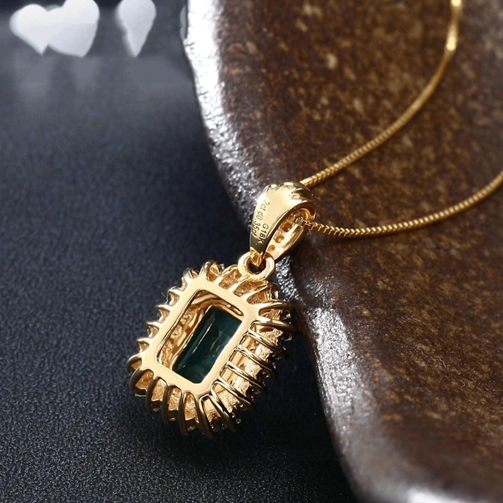 Łańcuszek złoty 750 585 375 prawdziwe złoto 45 cm z wisiorkiem, luksusowy naszyjnik z owalnym szmaragdem 1,2 ct i diamentem 0,35 ct wisiorek łańcuszek damski ślub
