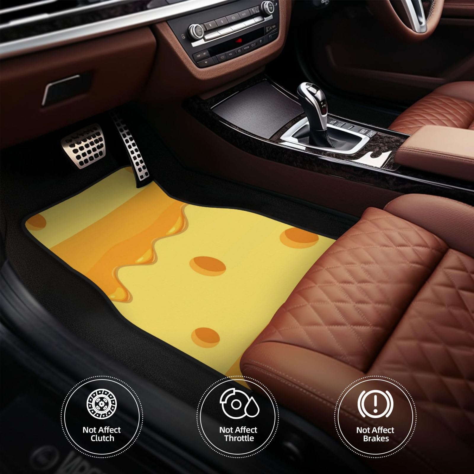Pasta Formaggio Modello Alimentare, Set di 4 tappetini per auto, tappetini in neoprene antiscivolo per auto, accessori per auto