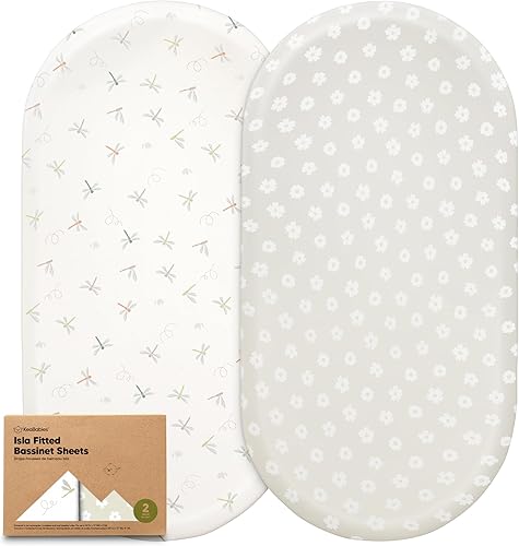 Paquete de 2 sábanas bajeras de moisés para niñas, niños, viscosa derivada de bambú, compatibles con Halo Bassinest Swivel Sleeper, Graco, Baby