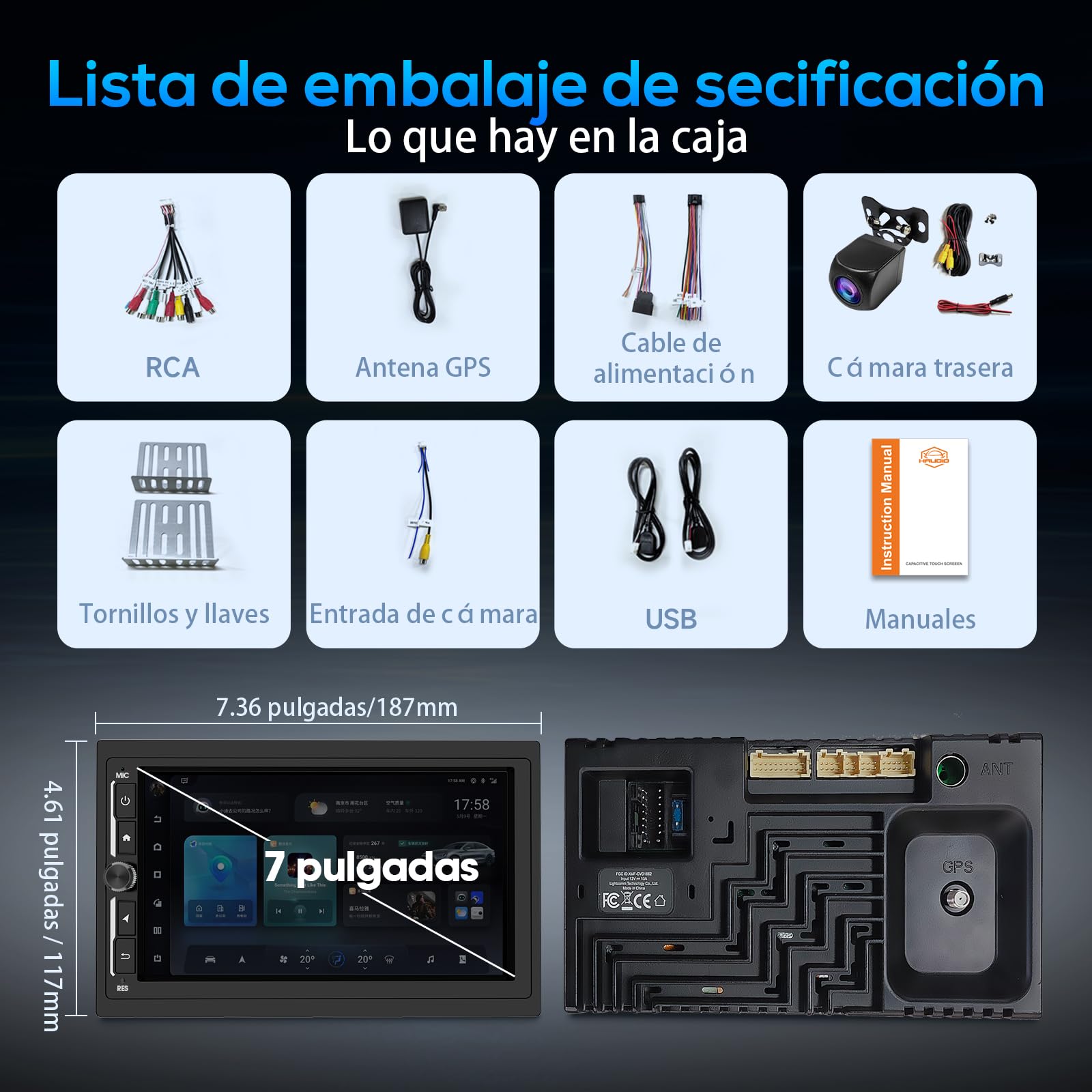 Haudio Radio samochodowe 2 DIN, 7 cali samochodowe stereo z bezprzewodowym systemem Android Auto & Carplay, kamera cofania 720p, Bluetooth, Mirror Link, SWC, sterowanie kierownicą, FM/AM/RDS/ASP, 2+32