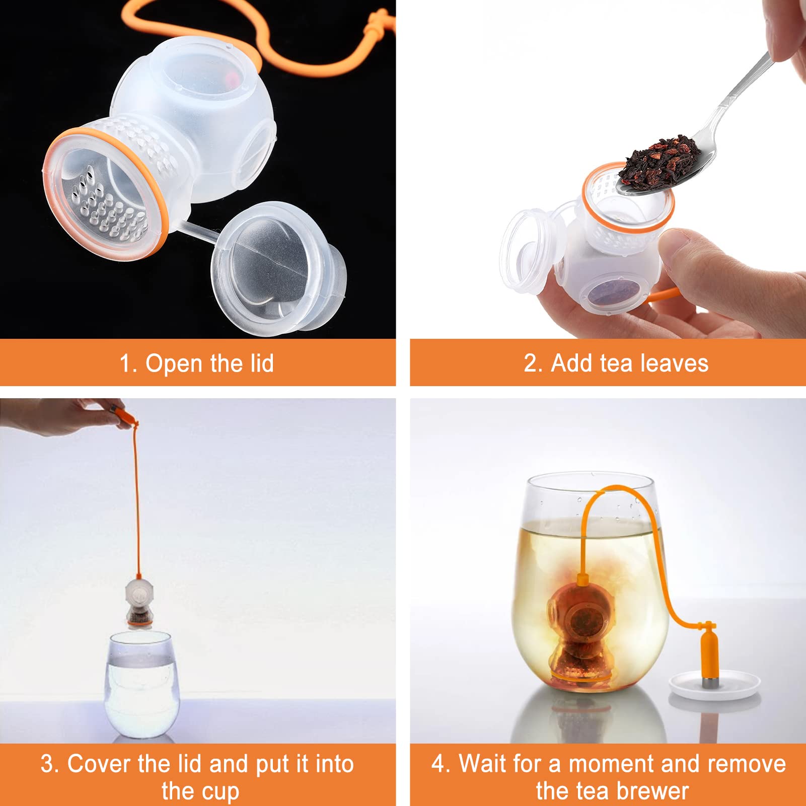 MAVURA - Mr. teaman Colino Per Tè Infusore Per Tè In Silicone Filtro Per Tè Tea Man Tea Ball Tea Net Grigio