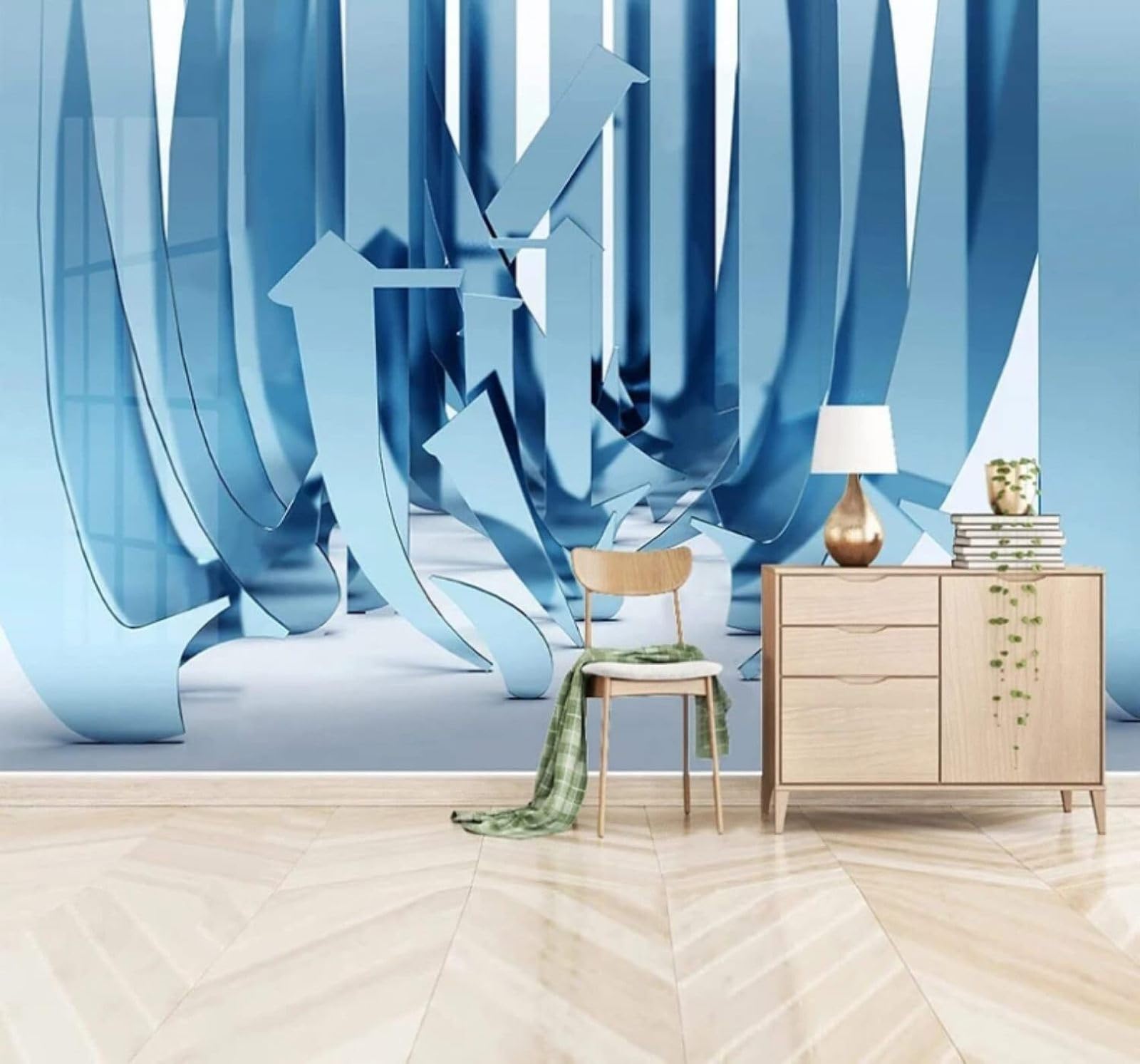 XLMING Abstract Three Dimensional Blue Art Unique 3D Wallpaper Luxury Home Dining Decor Paste Sofa Living Room The Wall for Bedroom Mural-250cm×170cm