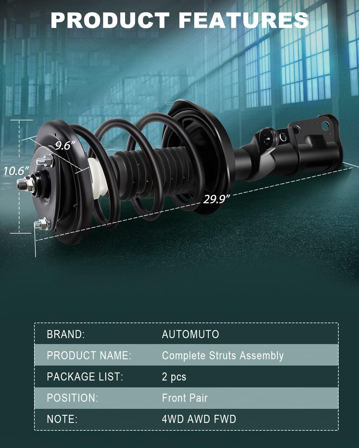 AUTOMUTO Strut Spring Assembly Front Pair Shock Absorber Fit 2002-2006 for Honda CR-V