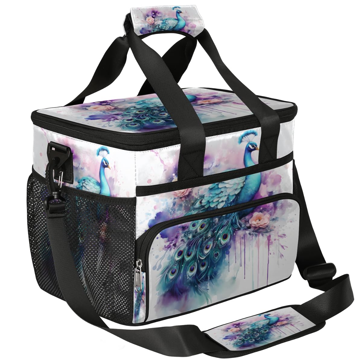Animal Peacock Insulated Picnic Backpack Lunch Box for Women Men Picnic Basket Tote Lunch Bag Picnic Bag Portable Lunch Bags for Picnic, Beach, Work, Trip,Office, Camp Peacock