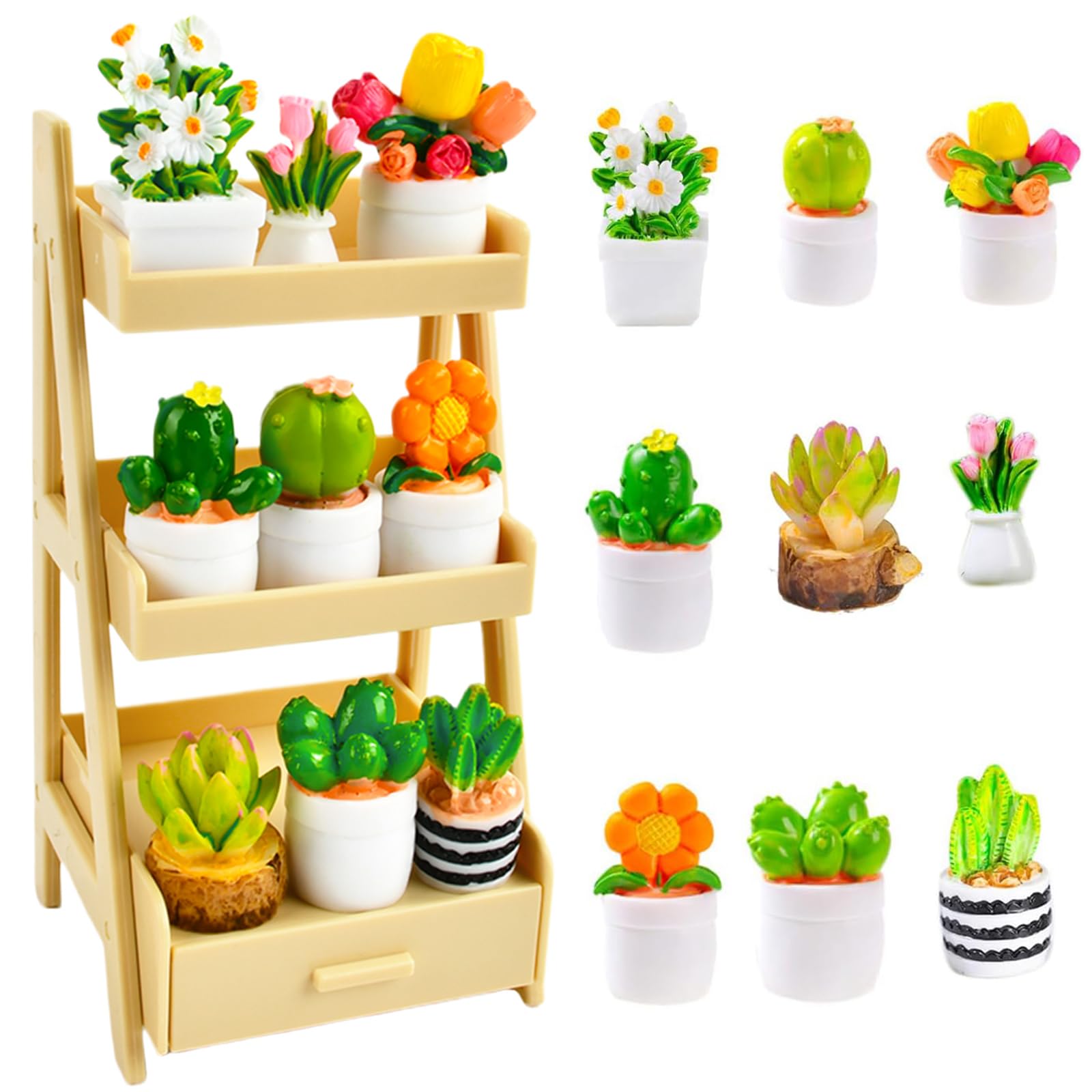Supvox Miniatur-Pflanzen Set – 4 Künstliche Bonsai-Topfpflanzen – 1,77 Zoll – Für Puppenhaus & Mini-Garten –