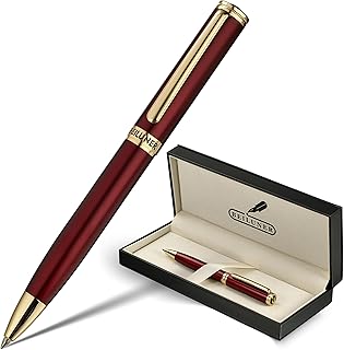 BEILUNER Red Lacquer Gel Pen With 24K Gold Finish, Retractable Pens, Gift Pen Set, Professional, Elegant, Writing, Executive, Office, Nice Fancy Designer, Perfect for Men and Women