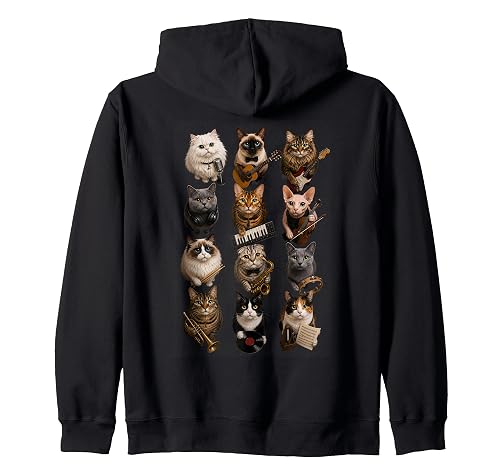 Musician Cats Music Band Kitty Grid Cat Lover Gifts Zip