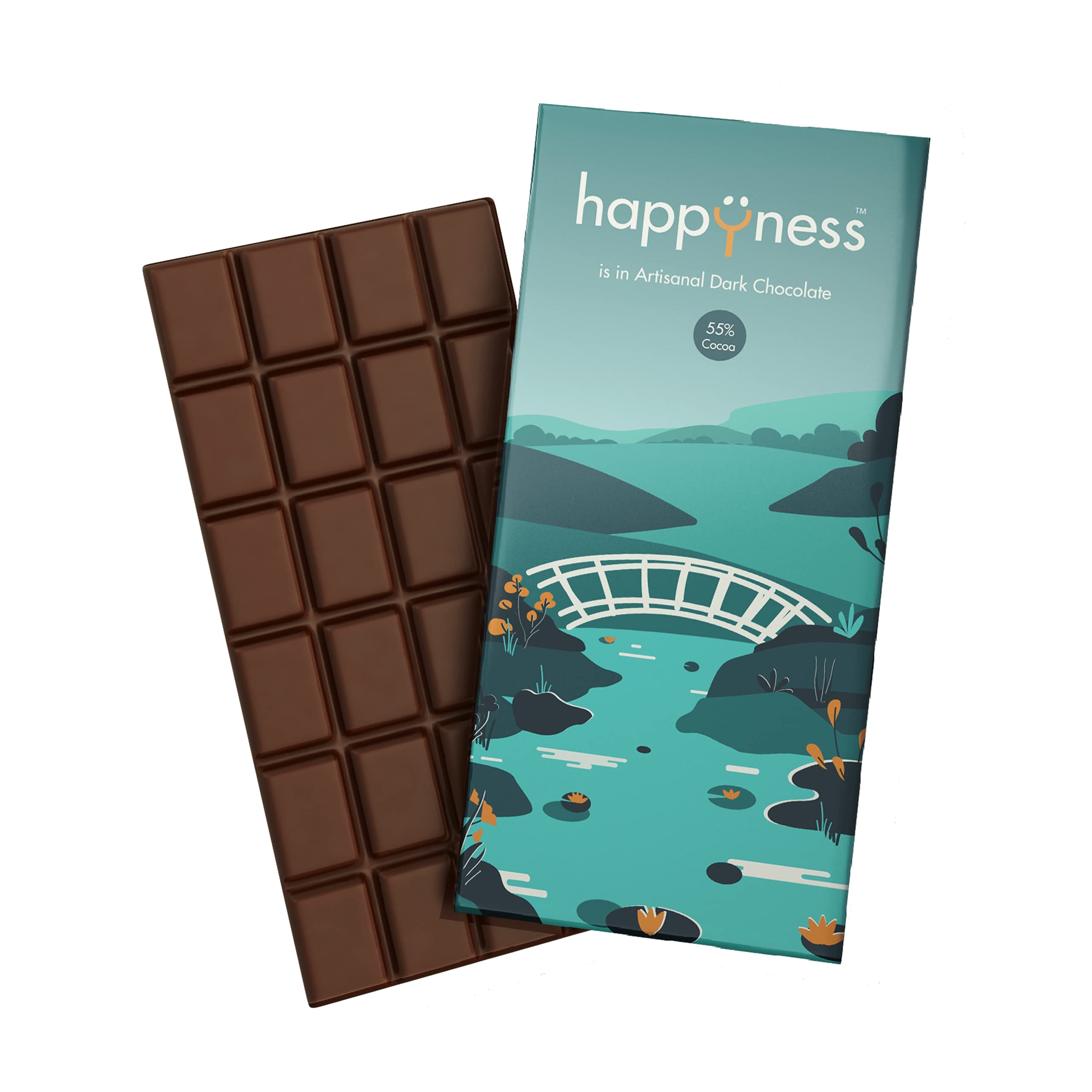 Happyness Artisanal Dark Chocolate (55% Cocoa) - 100 g Bar