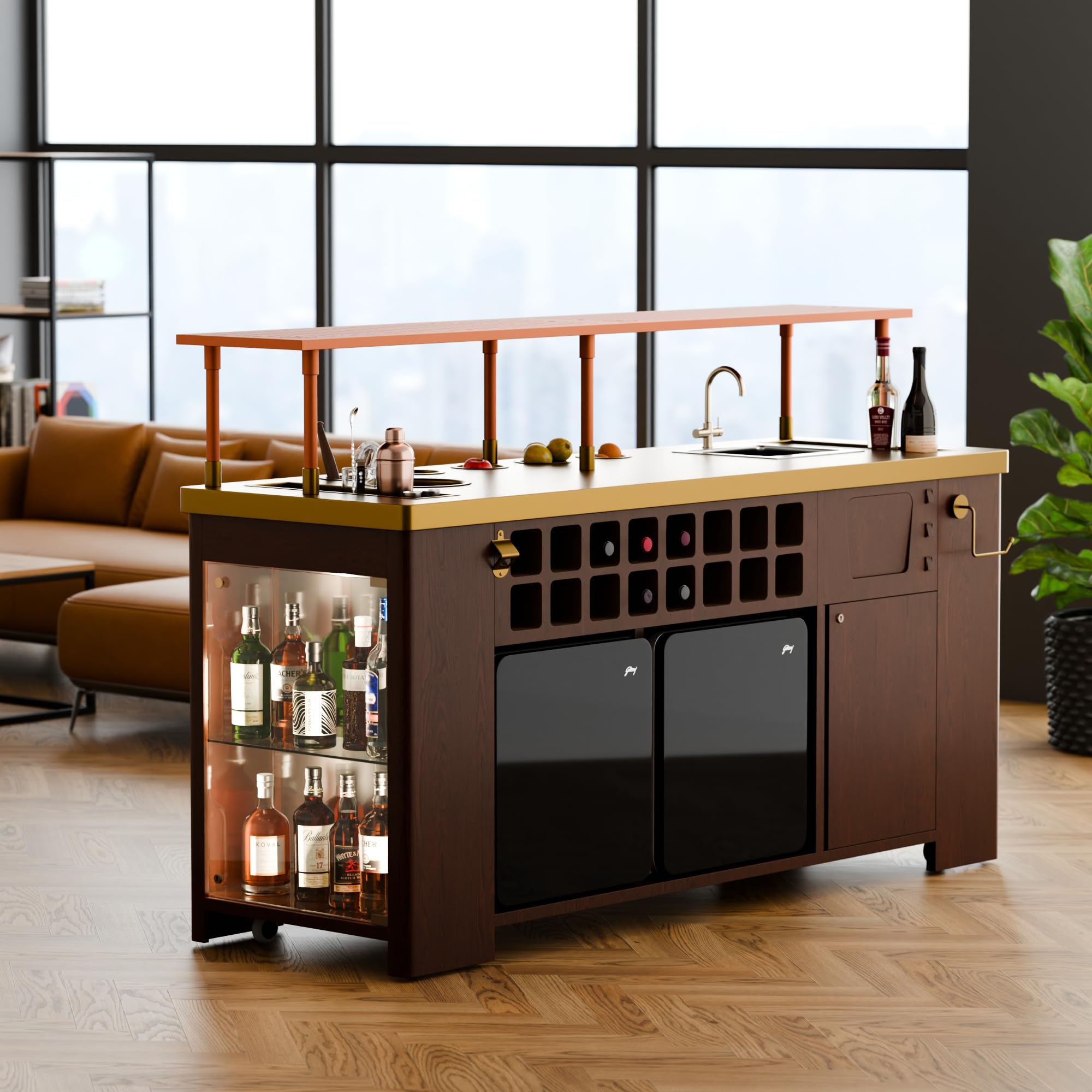 HAUS OF BARS by SpeedX - Double Model X Home Bar Cabinet Wooden