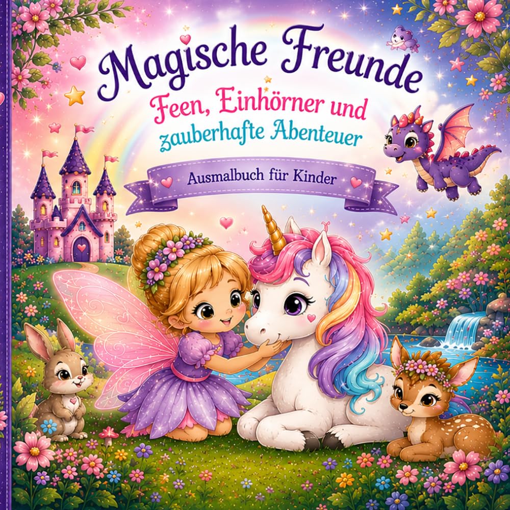 Magische Freunde, Einhörner, Feen und zauberhafte Abenteuer: Ausmalbuch für Kinder