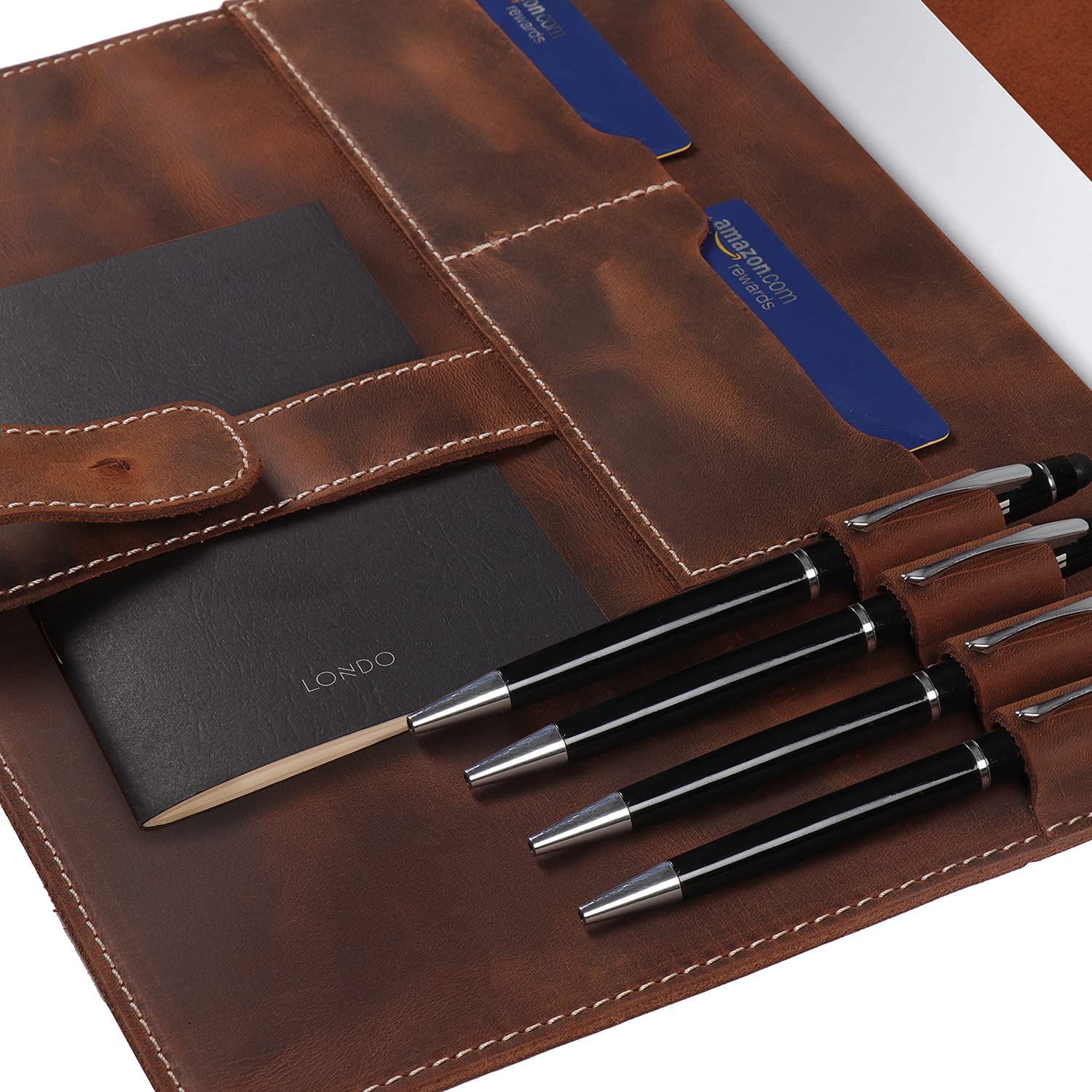 Funda en Cuero para iPad Air 11, iPad Pro 11, iPad - Estuche con Compartimentos para Tarjetas y Soporte Apple Pencil