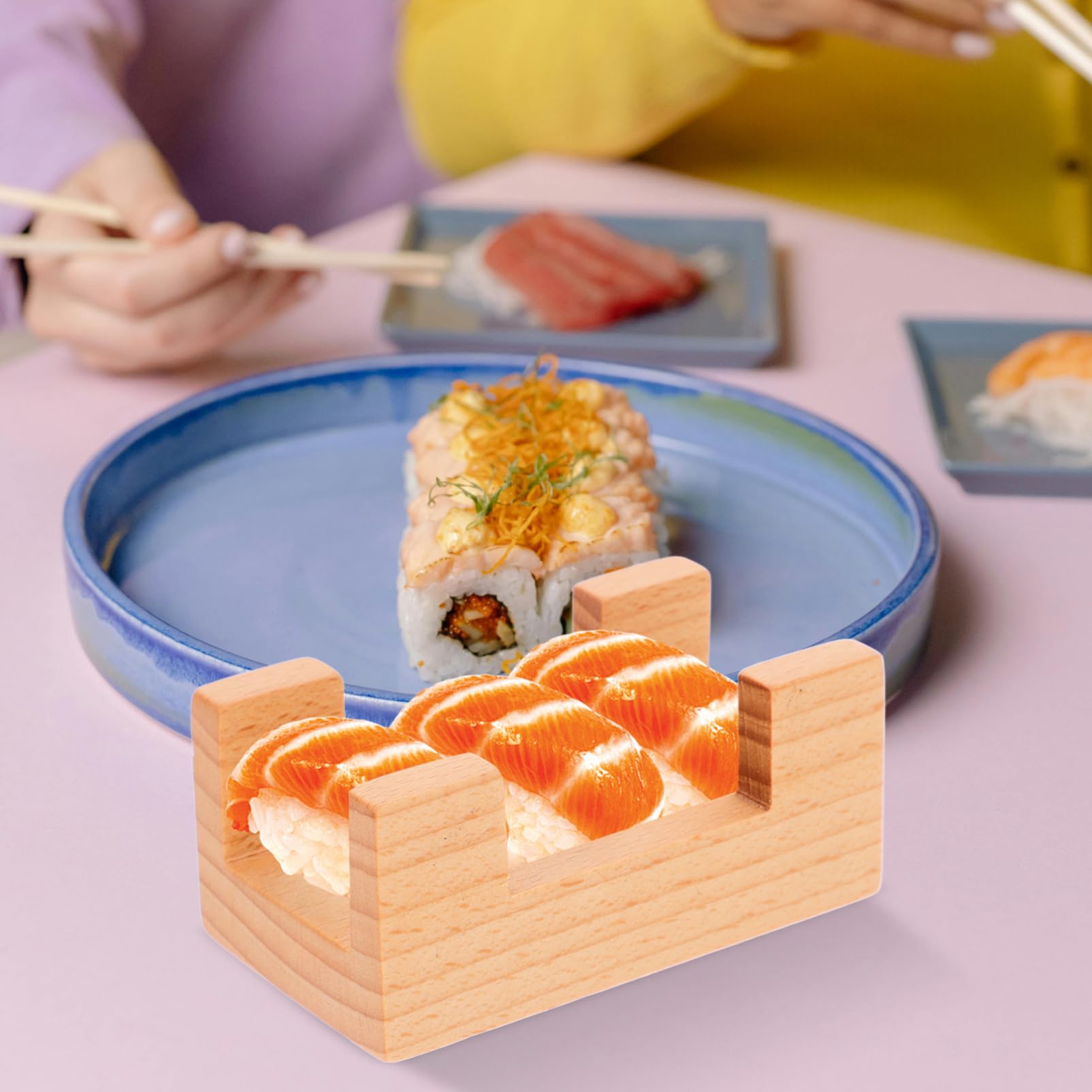 Zerodeko 5 Pièces Support à Sushi Présentoir Réutilisable pour Sushi et Sashimi Design Élégant avec Fentes pour pour Restaurants et Dîners Pratique pour Amis