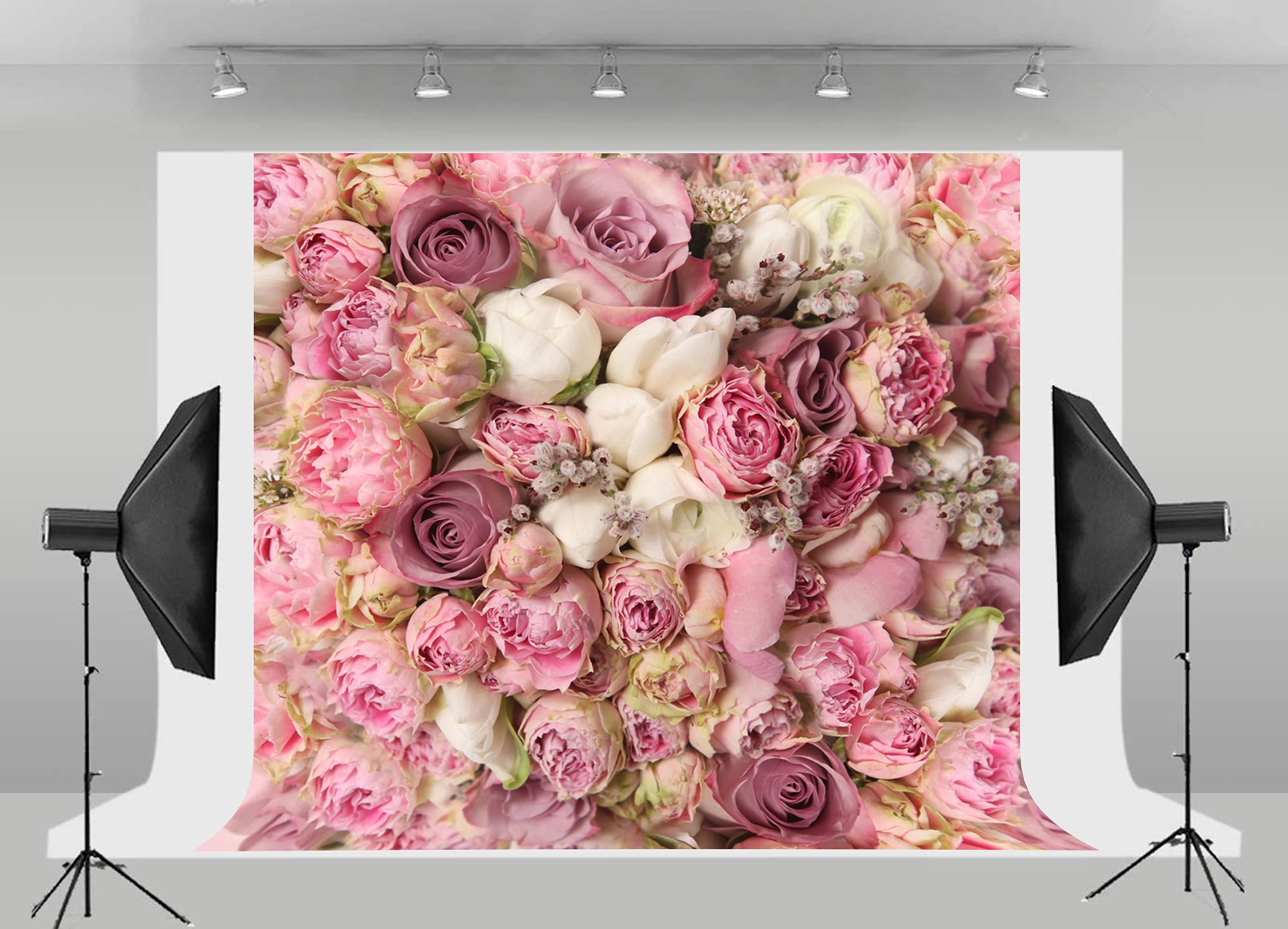 Amazon | 10x10フィート ピンクローズ フローラル ウェディング背景