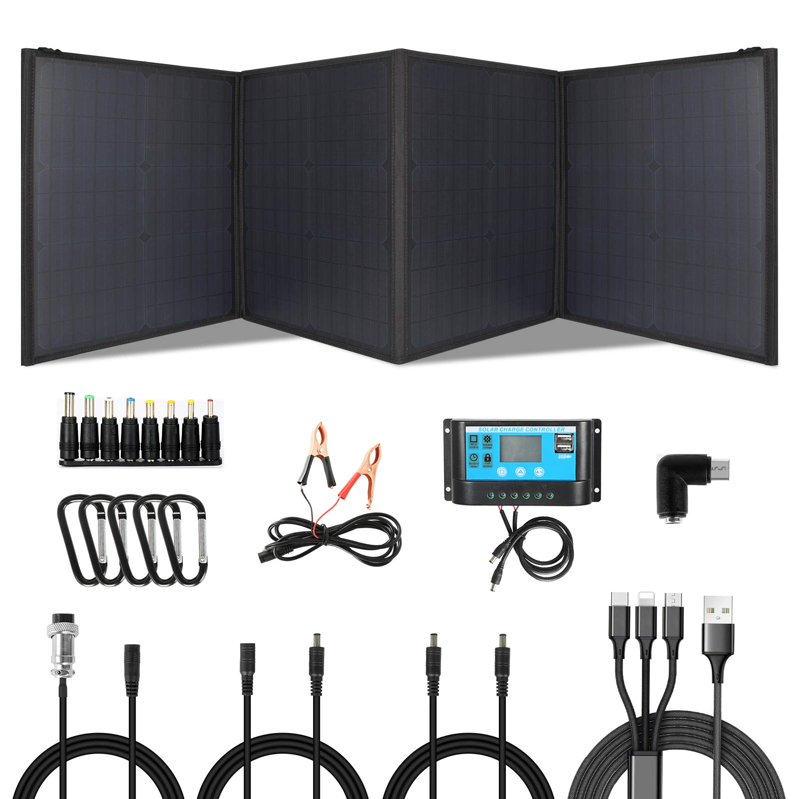 Buy Aoasur Portable Solar Panel 120W Foldable Solar Panel Charger kit, Portable Folding