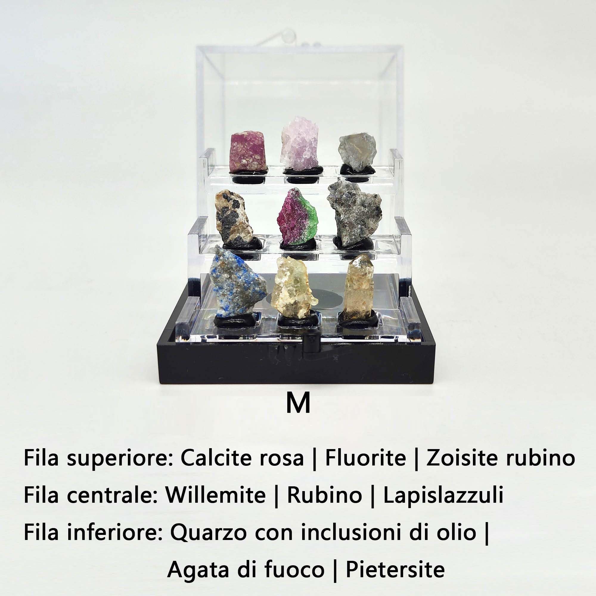 Set de especímenes minerales naturalmente Fluorescentes con luz UV365 – 9 Piedras Raras Que Brillan bajo luz UV – Muestras minerales Reales – Colección educativa y Decorativa (M)