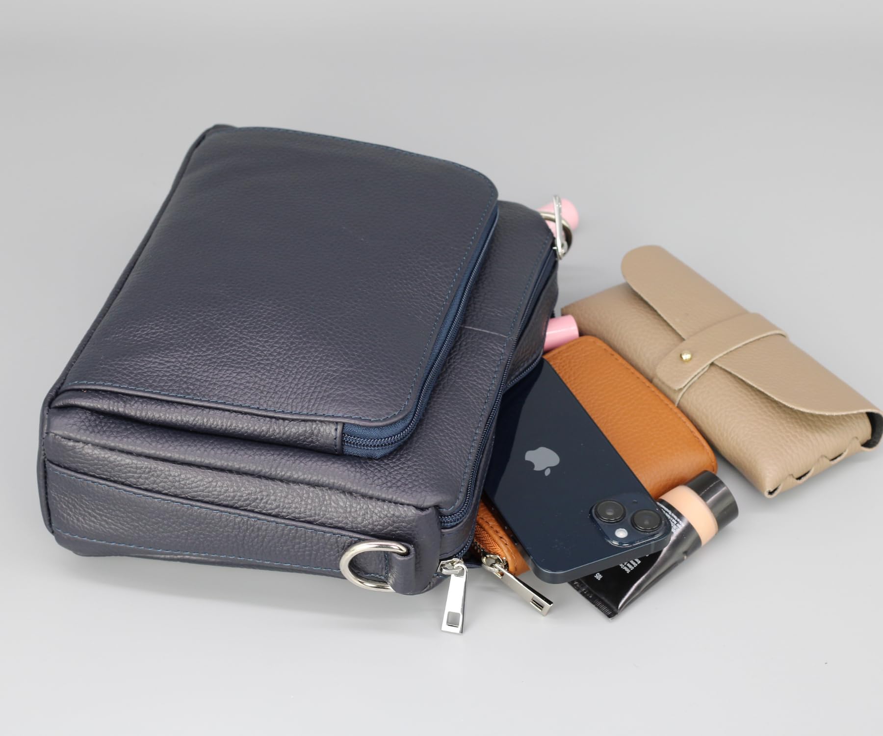 Brise Art PALMA Damen Umhängetasche Echtleder Handgefertigt Crossbody Bag | Damen Schultertasche mit verstellbarem Ledergurt, Echtes Leder, 5 Fächer, Wasserabweisend, Made in Italy