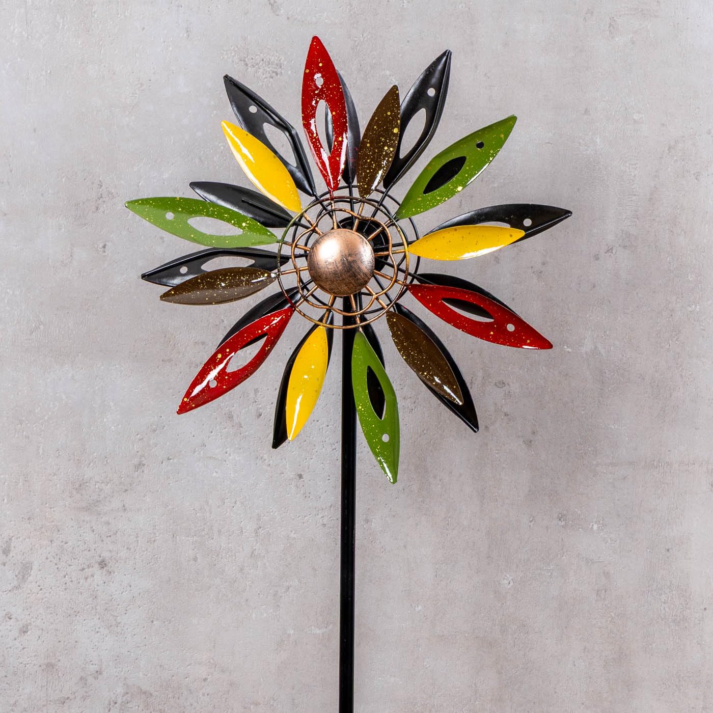 Gartenstecker Metall Windrad H120cm Blume Bunt Gartendeko Windmühle Windspiel Garten Metallstecker Blumenstecker Metallblume