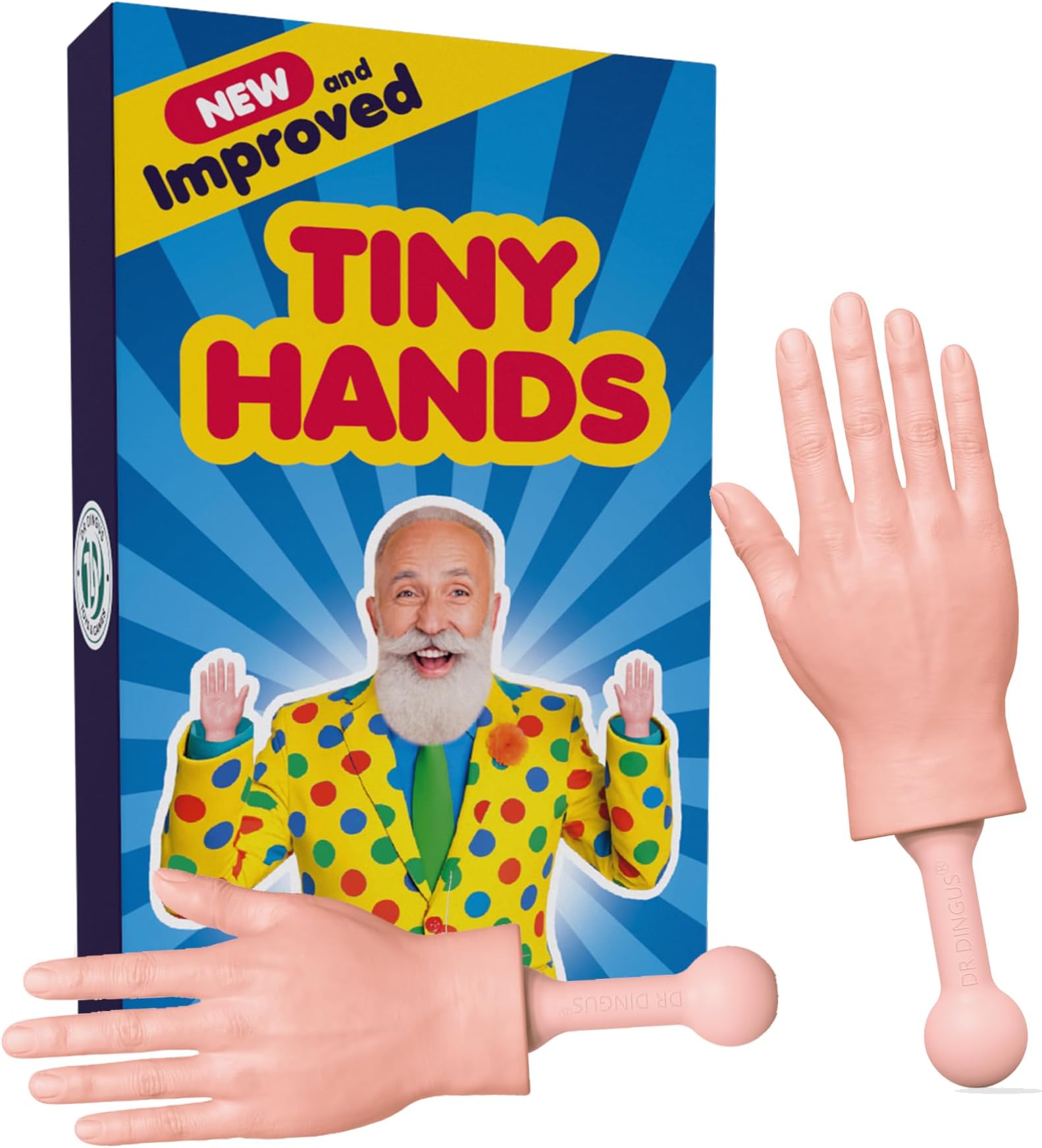 DR DINGUS Tiny Hands (1 Pair - New) - Patented Rubber Design for Realistic Look & Feel - Little Small Mini Stick Puppet - Make Anyone Laugh - Pocket Sized Hilarity and Big Laughs - Friend & Family Fun