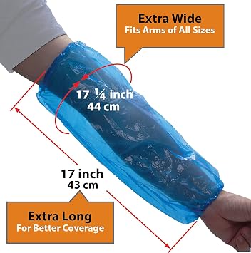ProtectX Waterproof Disposable Arm Sleeve Protective Cover 17 Long with Elastic Band - Blue
