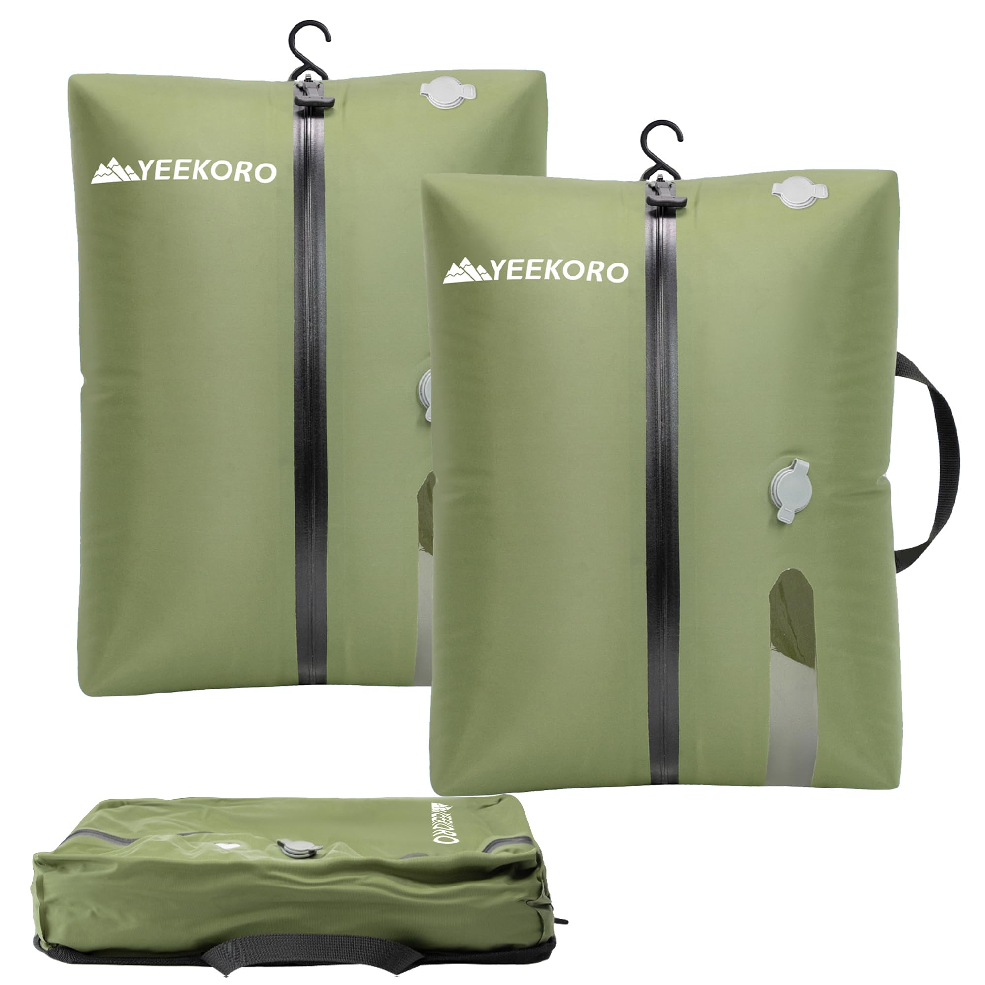 Bolsas de vacío para viajes, bolsas de compresión al vacío reutilizables IP67 para maletas de viaje, bolsa duradera para ahorrar espacio (2 unidades, verde, sin bomba)